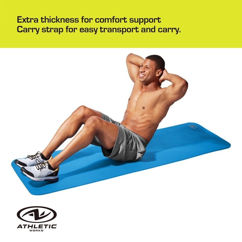 Two Tone Fitness Mat NBR Foam Extra Thick Carry Strap Slip Resistant Yoga New