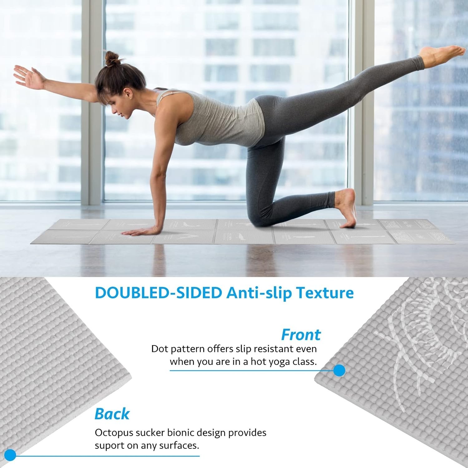 Ultra-Lightweight Foldable Yoga Mat (68&Prime;x24&Prime;) – Includes Stretch Strap & Bag