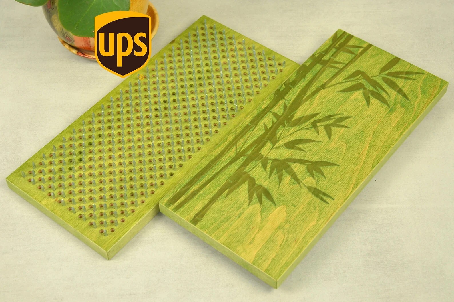 Nail Board for Begginer 10 mm | 0.4&Prime; Olive Color| Engraving Bamboo | Yoga Gift