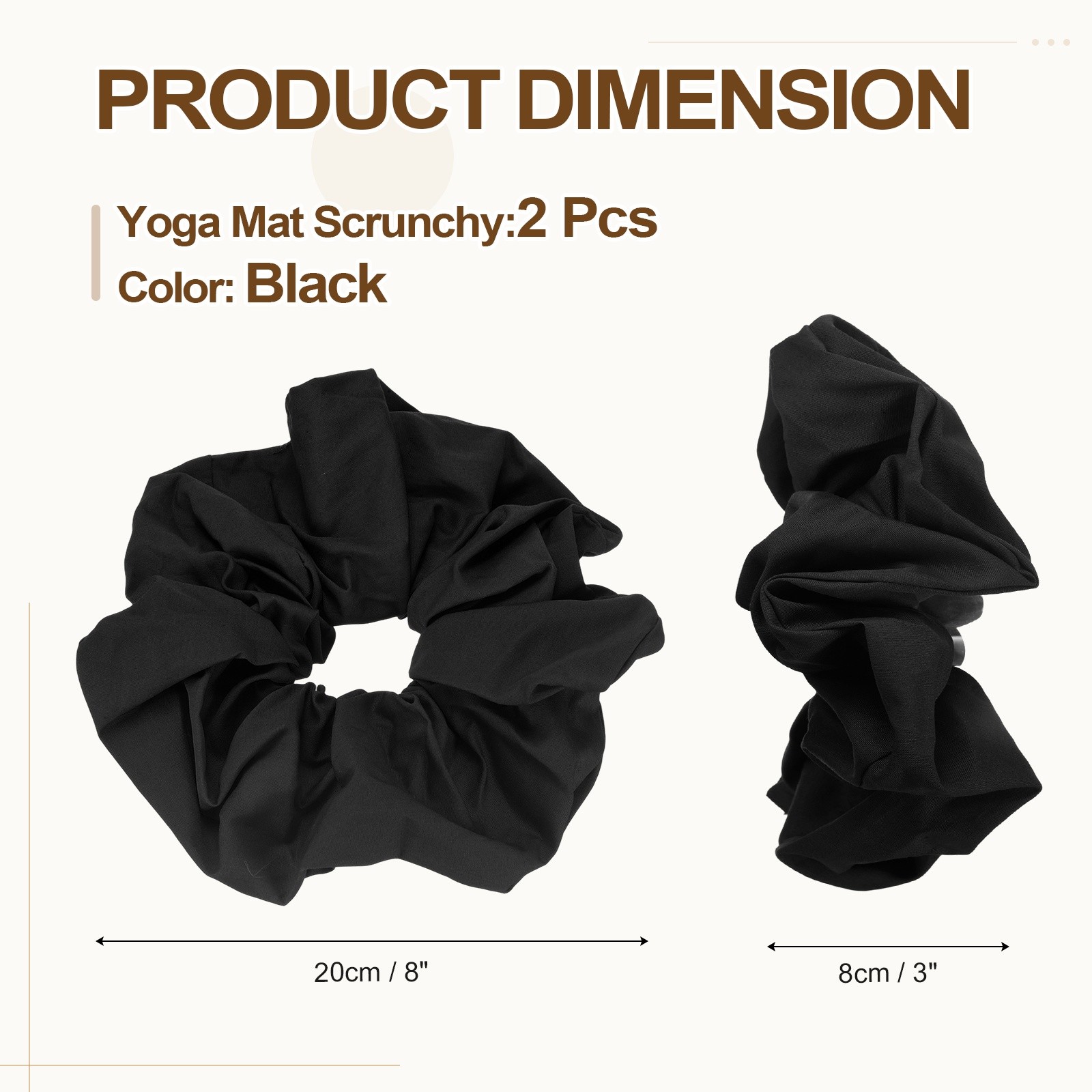 Yoga Mat Scrunchy, Yoga Mat Strap Band 2 Pcs & Cotton & Black