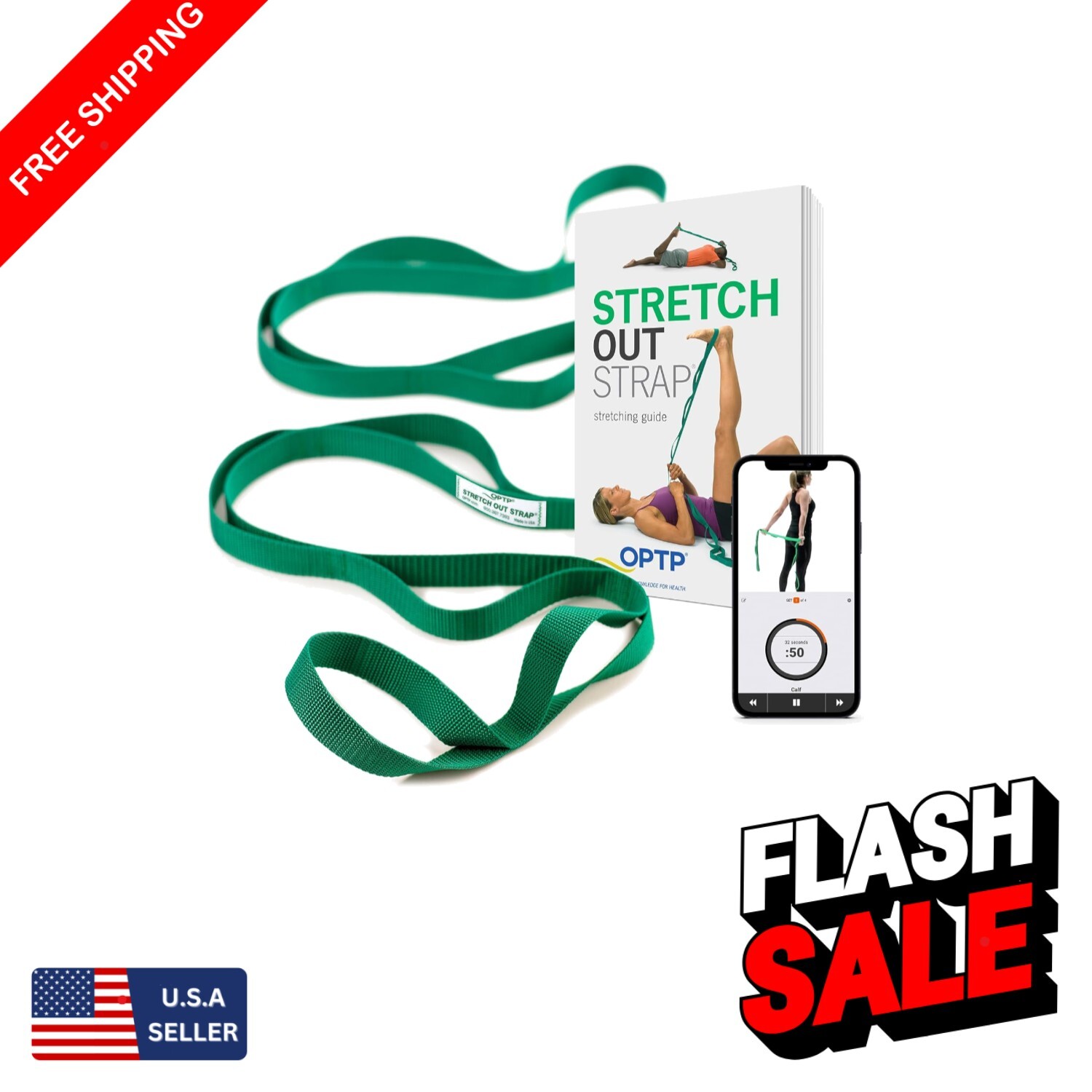 Stretch Out Strap – 10 Loops for All Sports with Exercise Book Included
