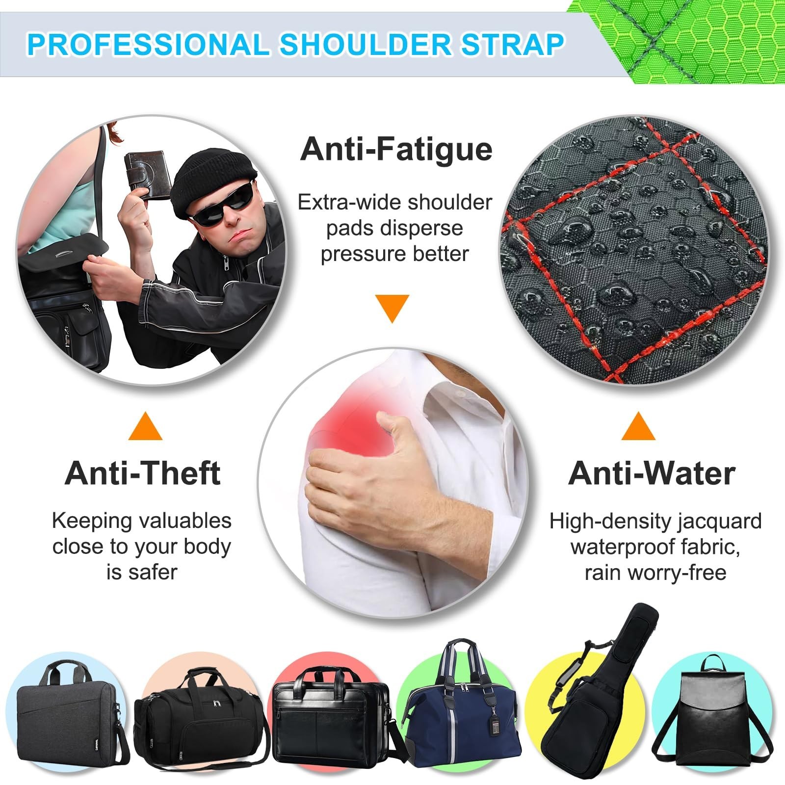 2 in 1 Anti-theft Bag Shoulder Strap with Pockets, 54 inch Travel Belt Ultra-…