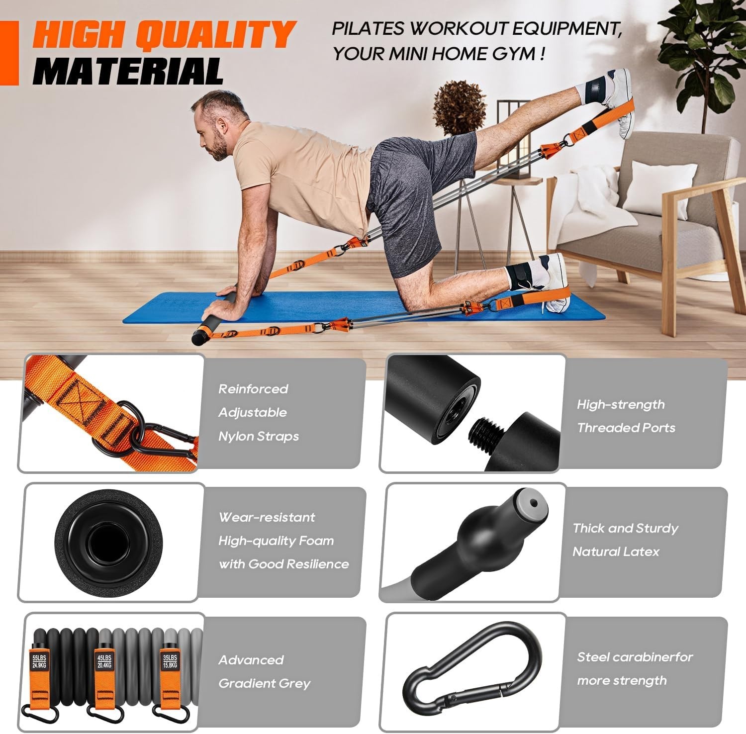 Durable Pilates Training Bar Set – Resistance Bands for Strength and Mobility