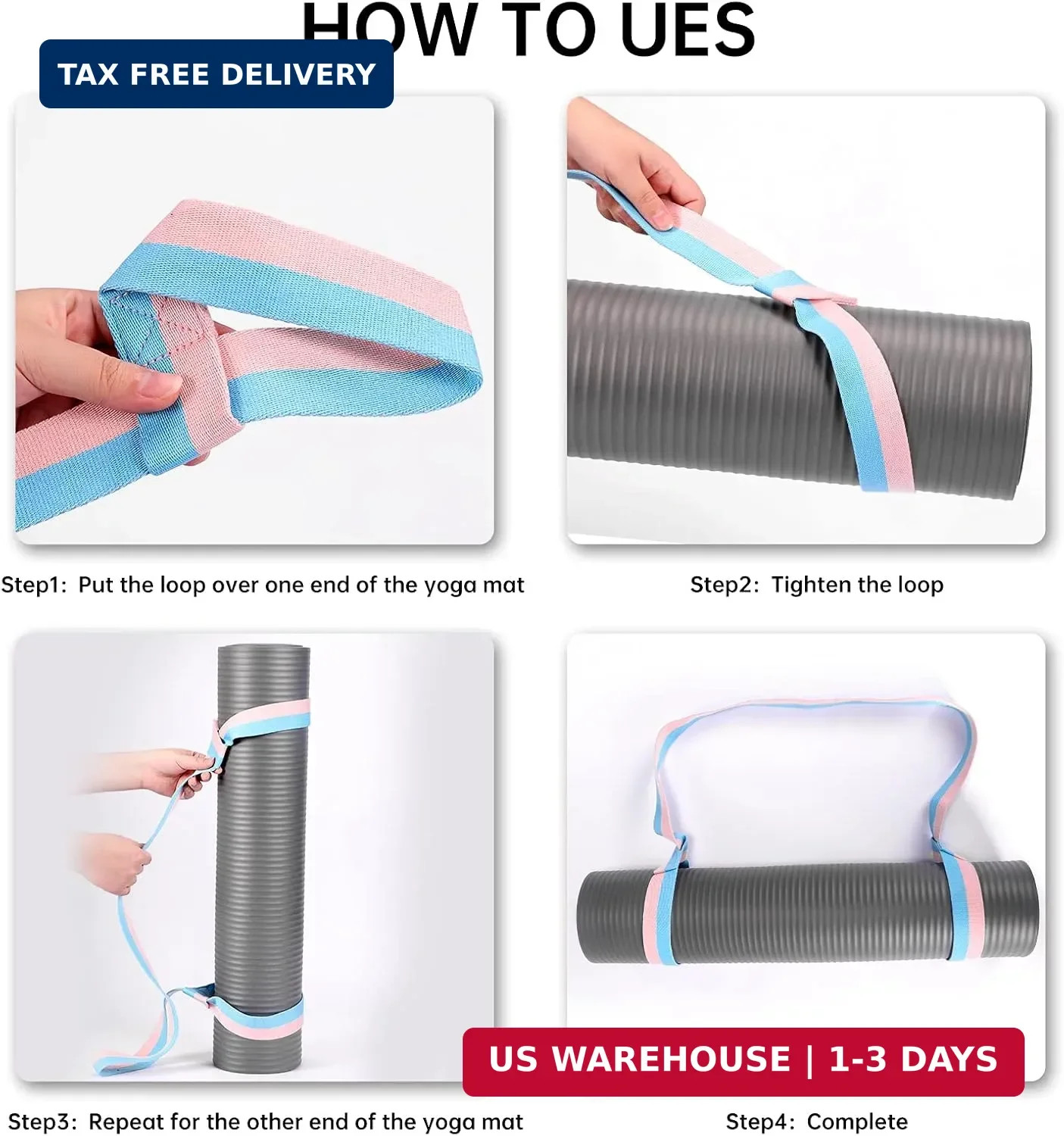 2 Packs Yoga Mat Strap for Carrying, Yoga Mat Carrier, Adjustable Yoga Mat Sling