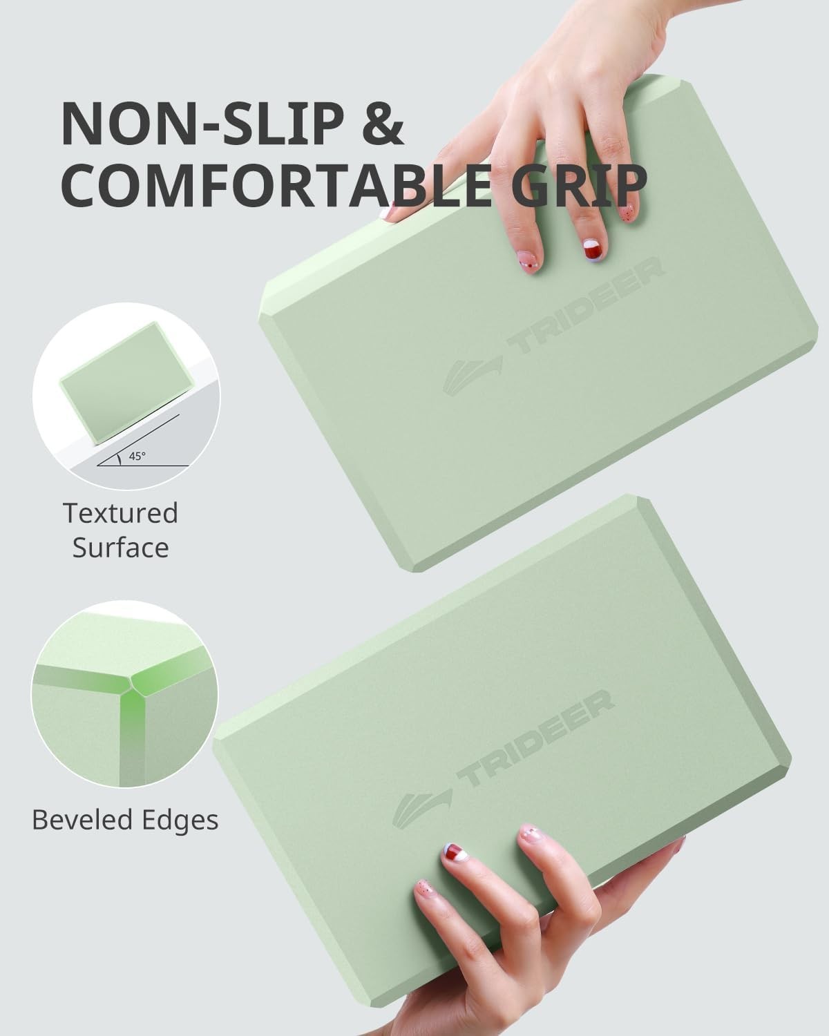 2-Pack Mint Green Yoga Blocks – Durable Foam for Flexibility & Injury Prevention