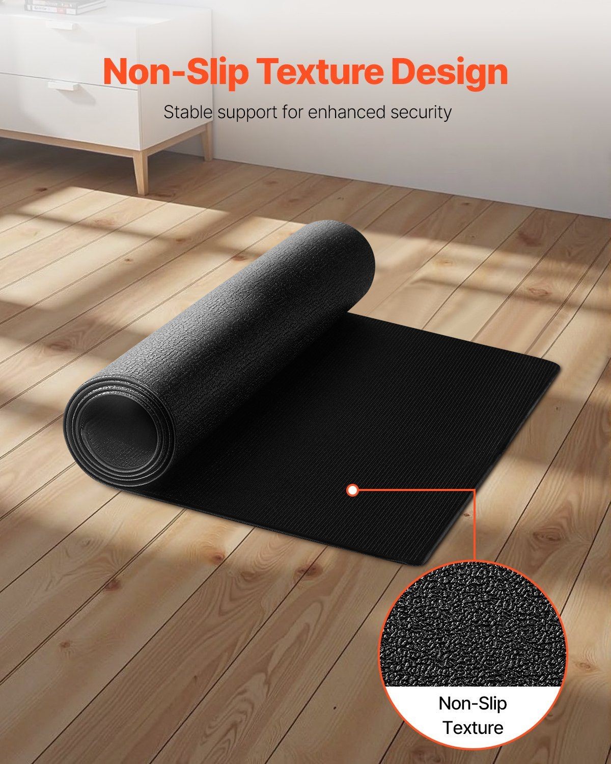 600x1300x4mm Non-slip PVC Workout Mat Water-Resistant Carpet Guard