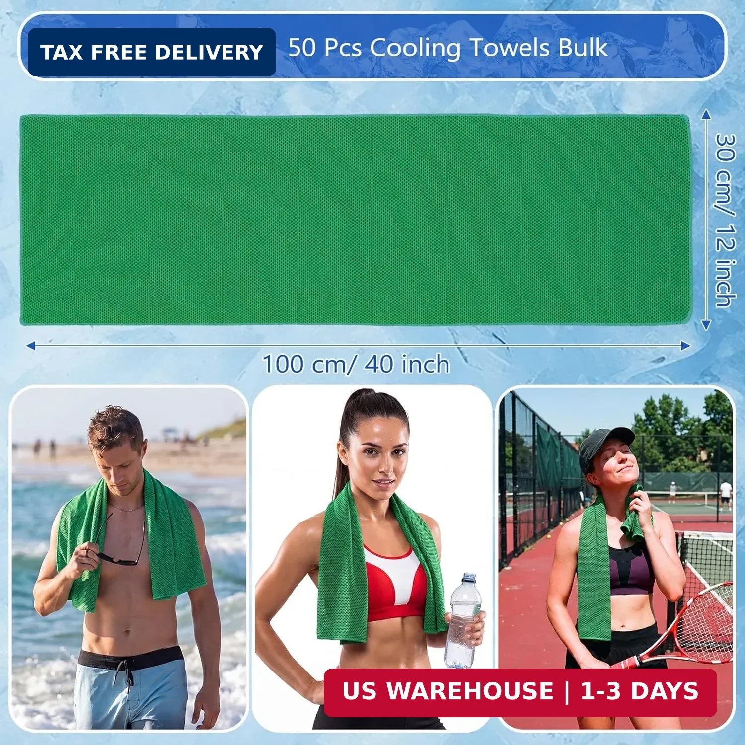 Hosuly 50 Pack Cooling Towels, 40&Prime;x12&Prime; Yoga Towels Ice Breathable Soft Chilly Sw