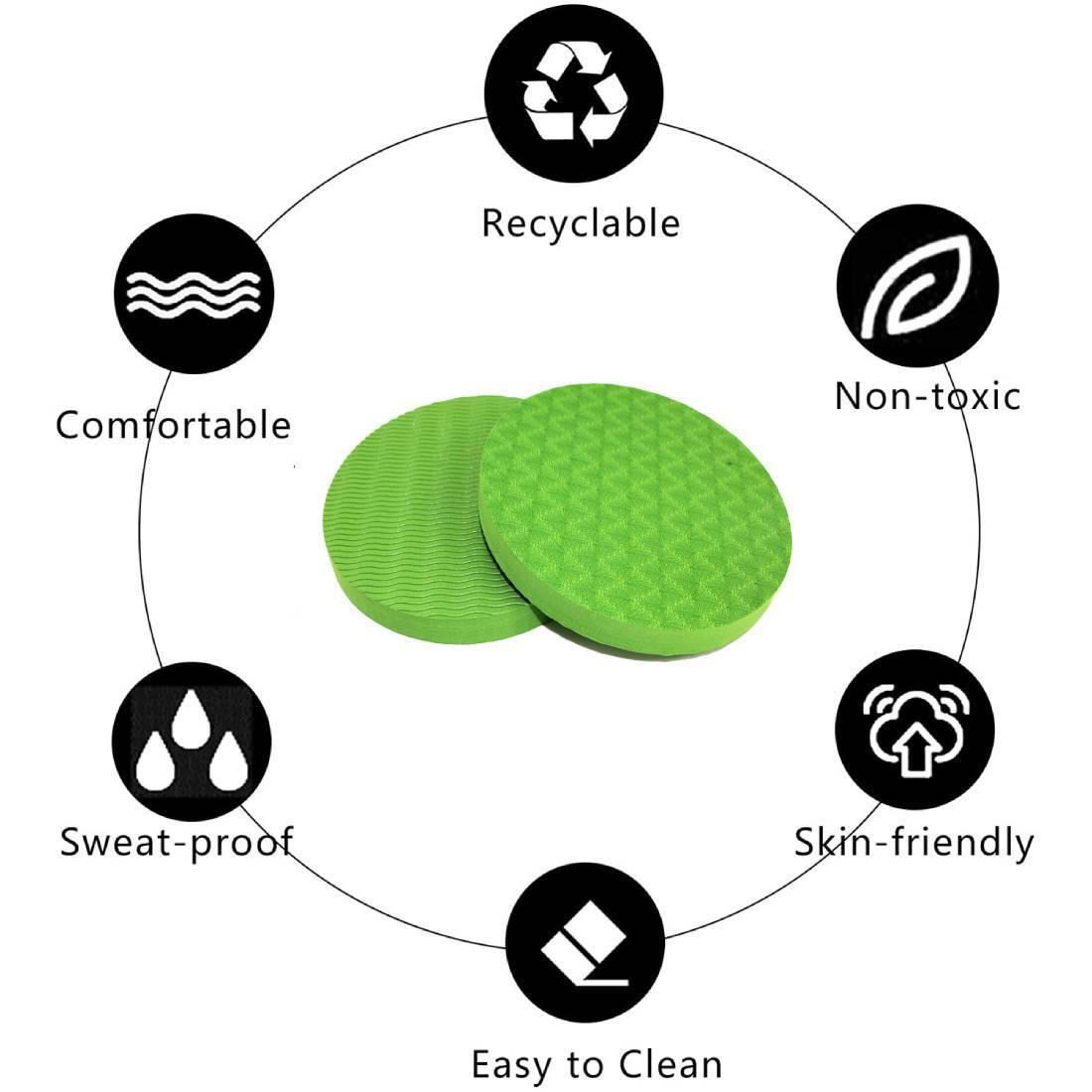 1pair Thick Round EVA Foam Yoga Knee Pad Elbow Fitness Non-Slip Home Fitness