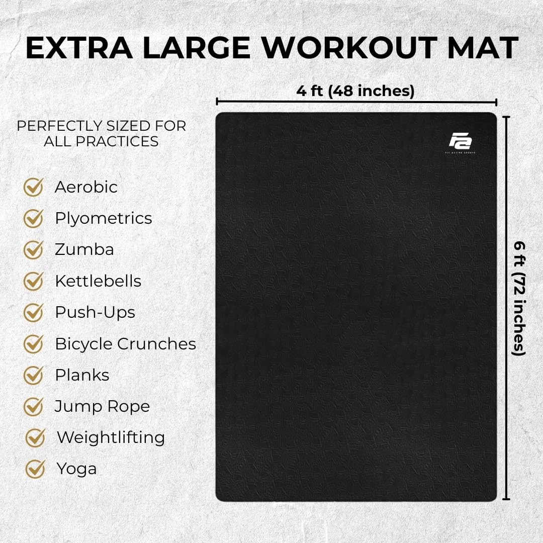 Oversized 6â€™ X 4â€™ Extra Large Workout Mat with Carry Bag & Straps â€” Hea…