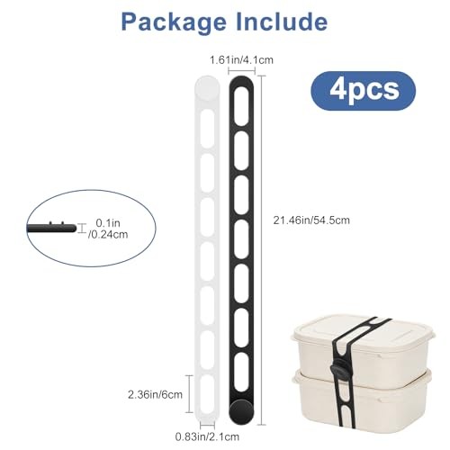 Set of 4 Silicone Straps – 21&Prime; Lid Strap – Self-Locking