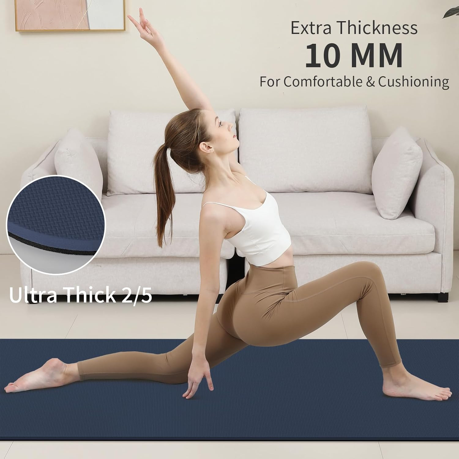 Yoga Mat Non Slip Anti-Tear,Extra Thick-2/5 Inch（10Mm）High Resiliency Profession