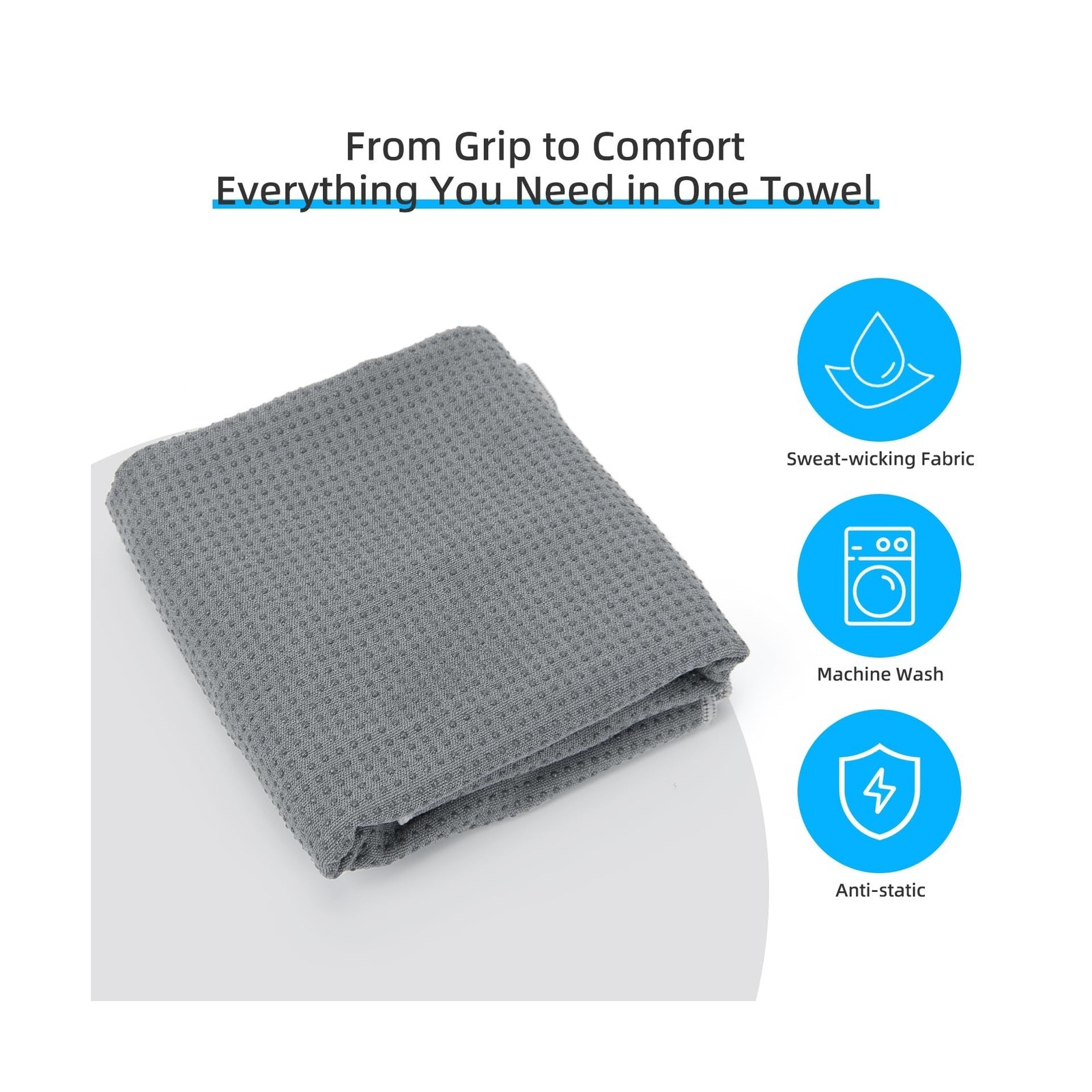 YESLIFE Non-Slip Extra Thick Hot Yoga Towel with One Sweat Towe… FAST USA SHIP