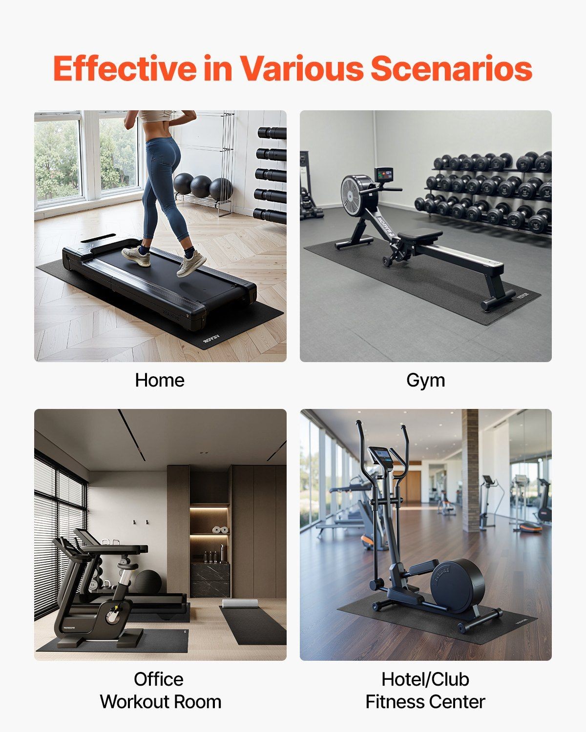 600x1300x4mm Non-slip PVC Workout Mat Water-Resistant Carpet Guard