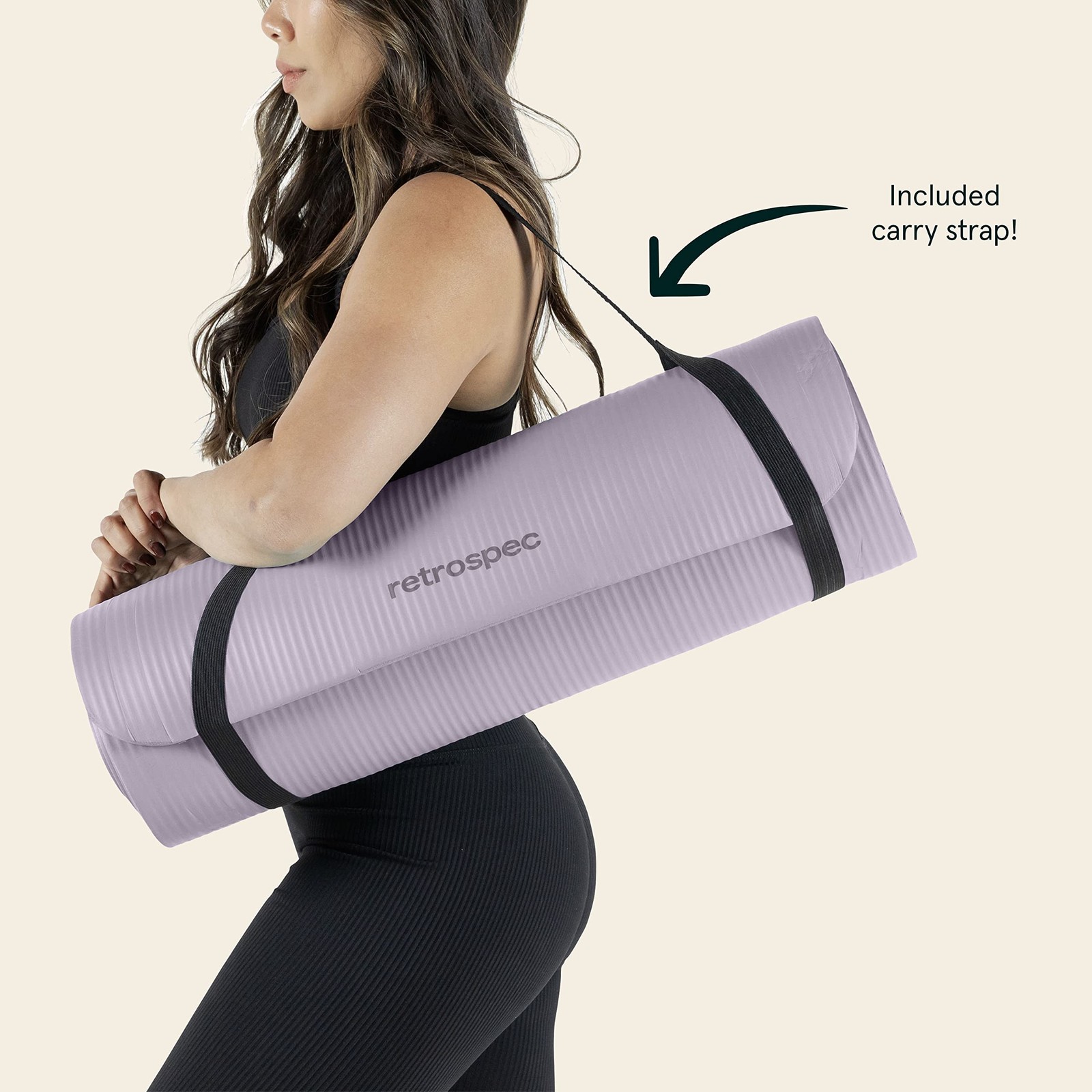 Retrospec Solana Yoga Mat 1&Prime; Thick with Nylon Strap for 1 inch, Violet Haze