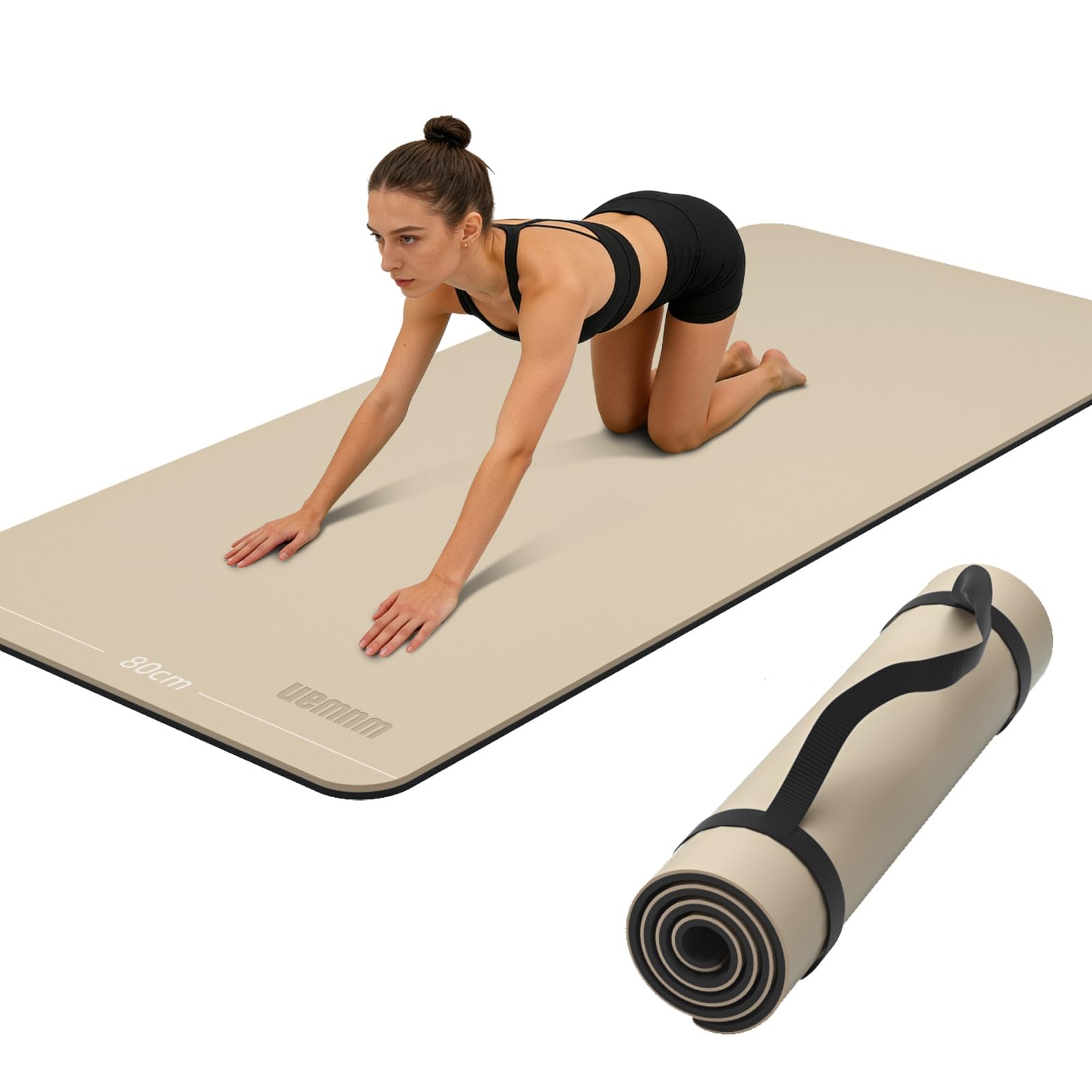 Wide Yoga Mat-80cm Extra Thick 1/3 » Fitness Exercise Mat Carry Strap