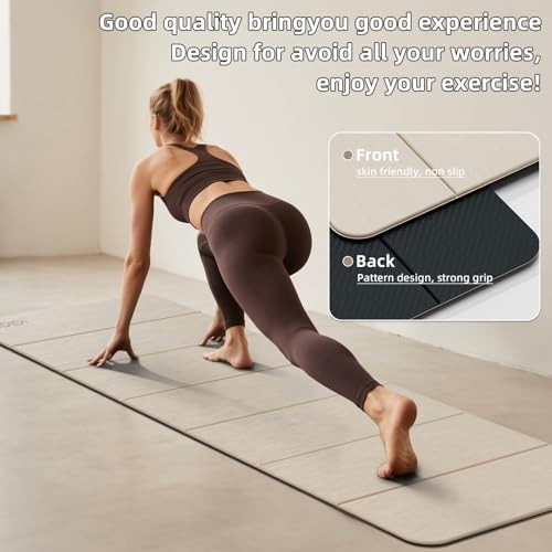 Foldable Yoga Mat Extra Thick 0.32 Inches(8mm) | SGS-certified, odorless Beige