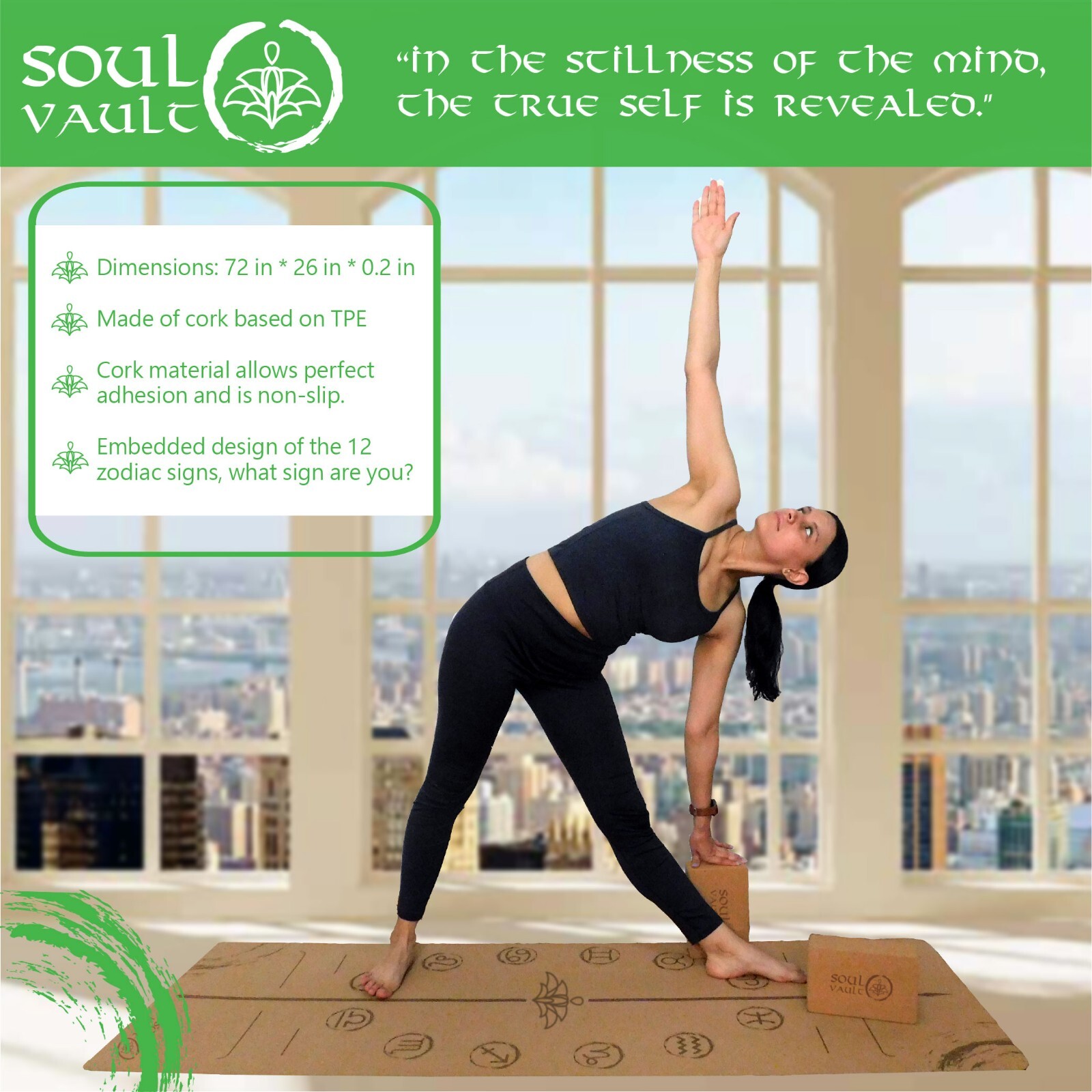 Cork Yoga Mat-Cork Yoga Large Blocks Set-Cork Yoga Kit-Pilates Cork Mat Kit