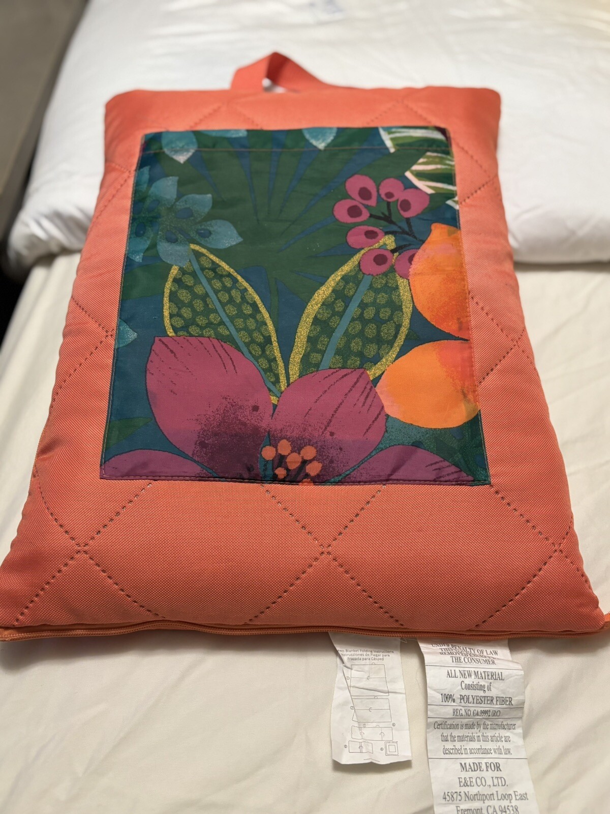 Multicolor Print Flowers Outer Pocket Sleeping Bag Zipper Lightly Padded Preown