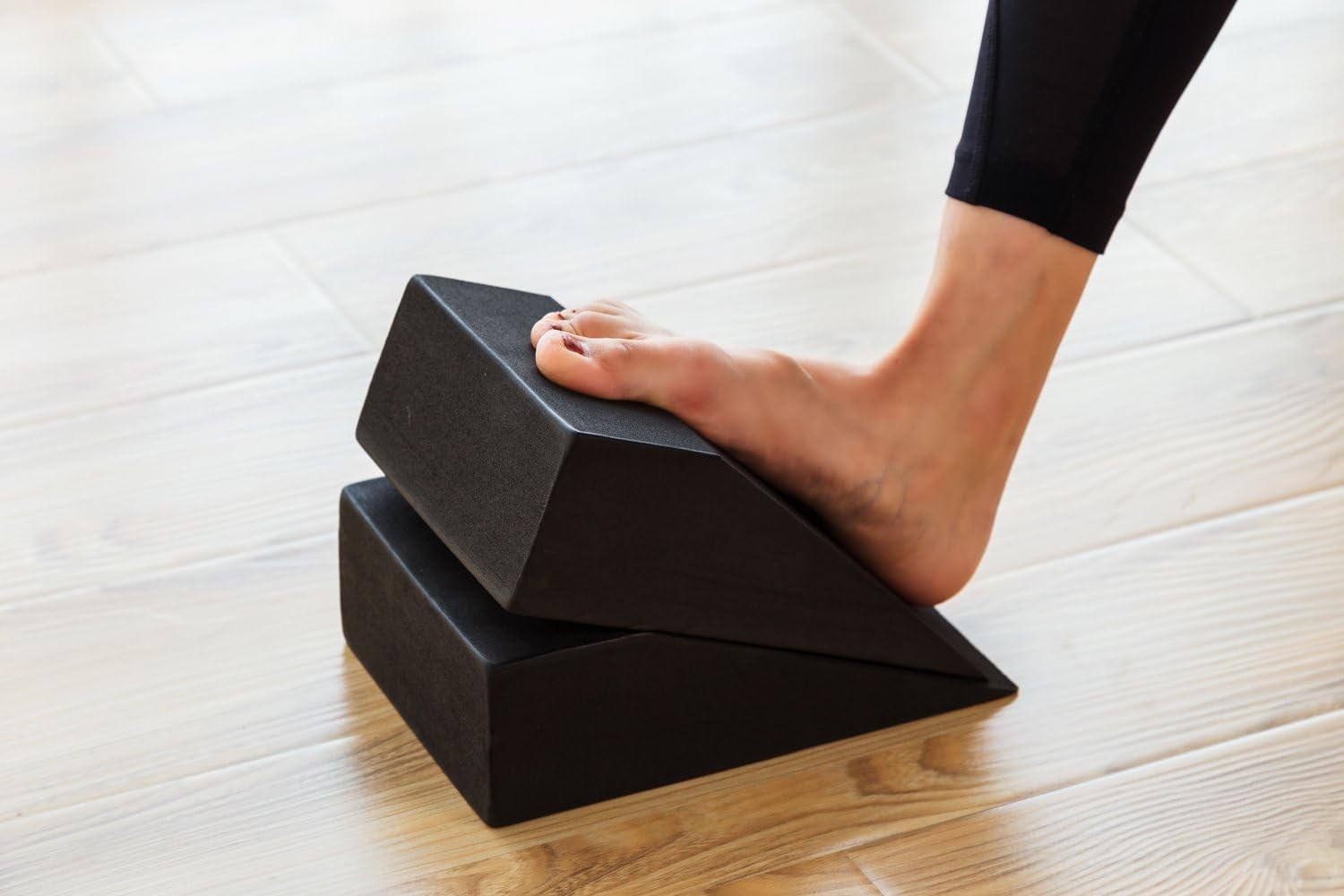 StrongTek Yoga Foam Wedge Blocks (Pair) One Size, 6"-Standard (BLACK)