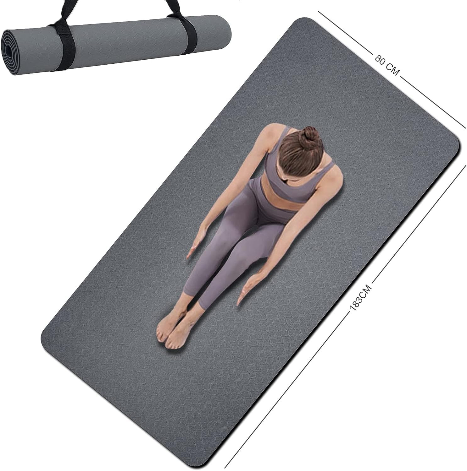 Yoga Mat Double-Sided Non Slip, 72 » x 32 » x 7mm – Extra Wide & Thick Yoga Mat