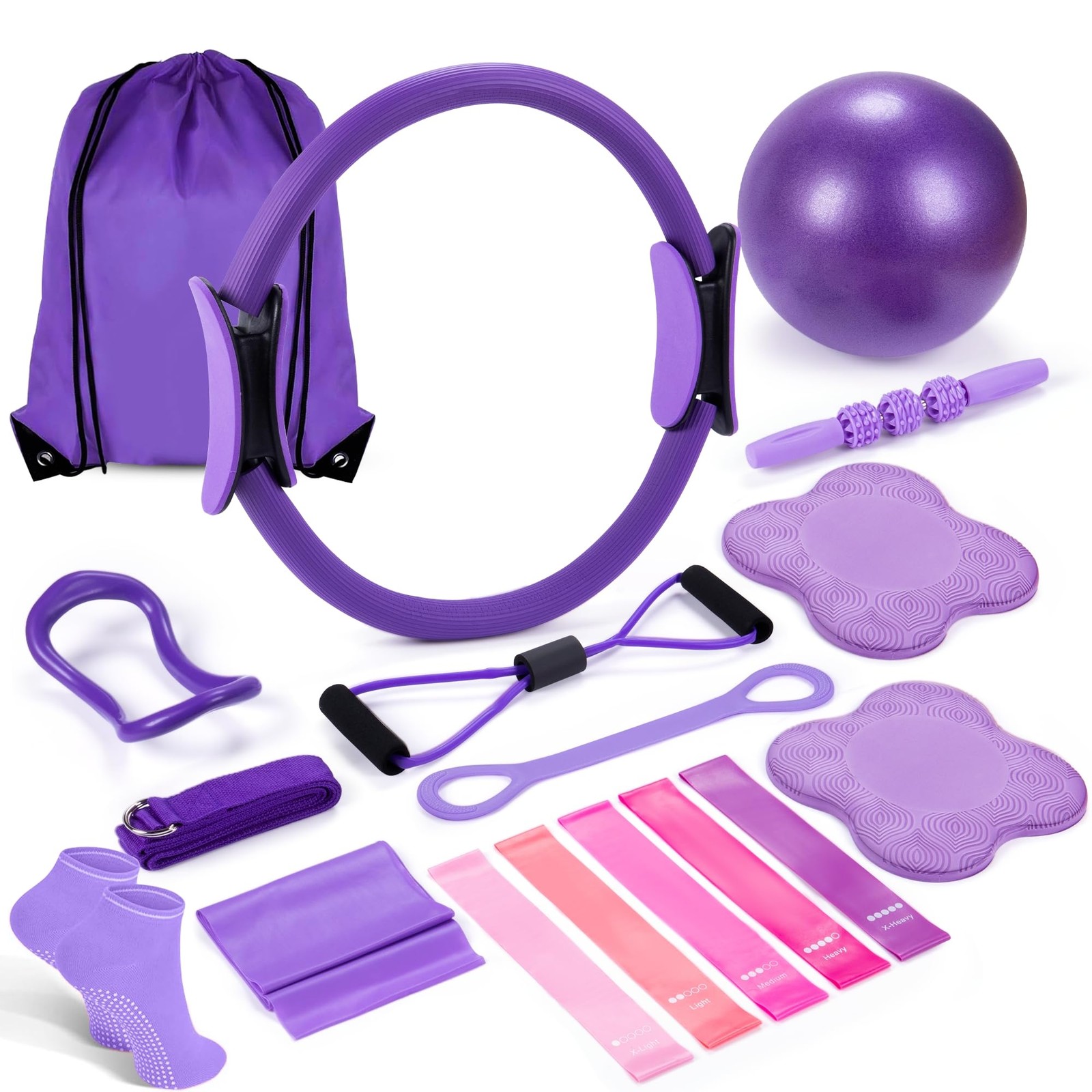 14&Prime; Pilates Ring Circle Fitness Set of 17 Equipment Accessories Workouts Incl…