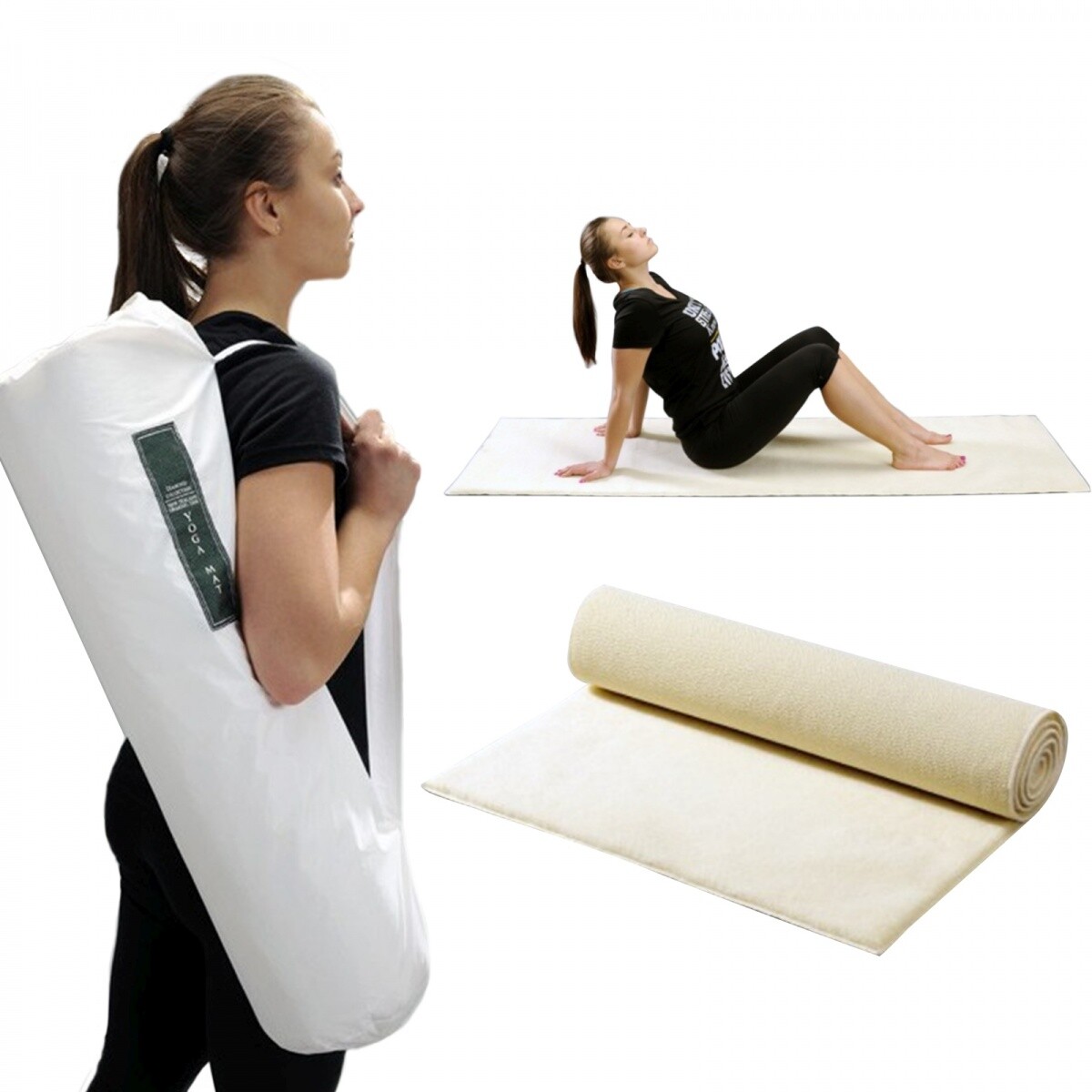 Yoga Mat Organic Prestige 70×200 cm White Fitness Mat Pilates Gym Mat