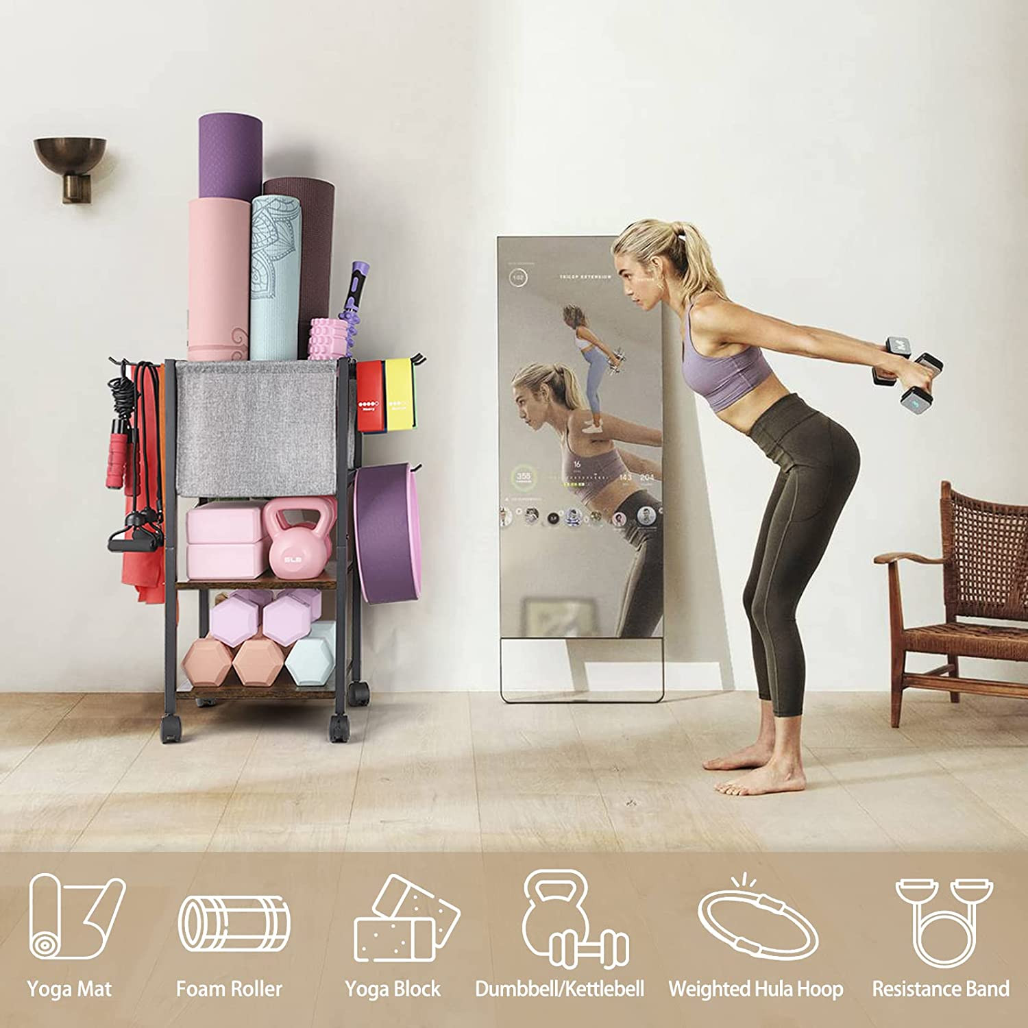 Yoga Mat Storage Rack Home Gym Equipment Workout Equipment Organizer Yoga Mat Ho