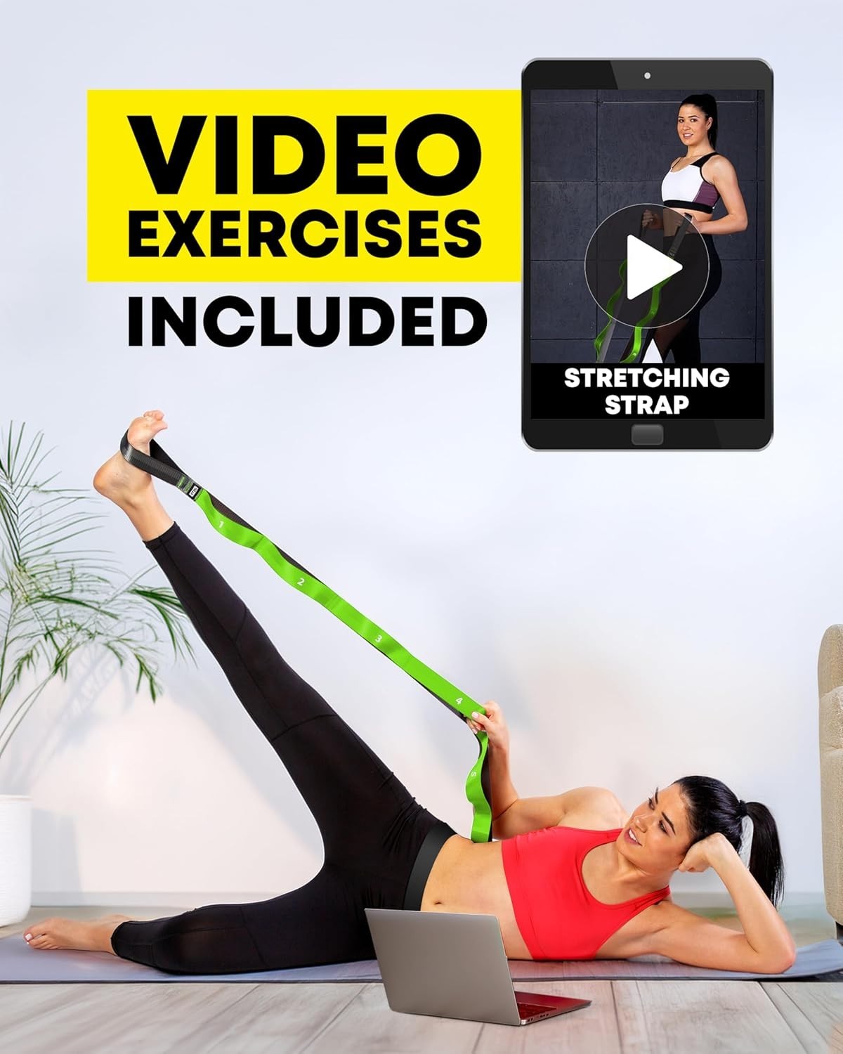 Multifunctional Yoga & Therapy Stretch Strap with Loops