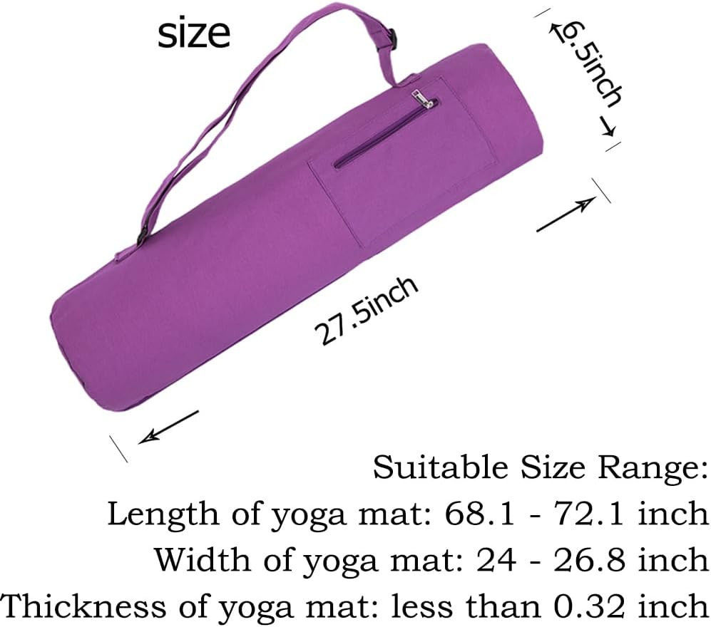 Cotton Yoga Mat Bag with Pockets and Adjustable Strap – Full Zip Cargo Yoga Mat