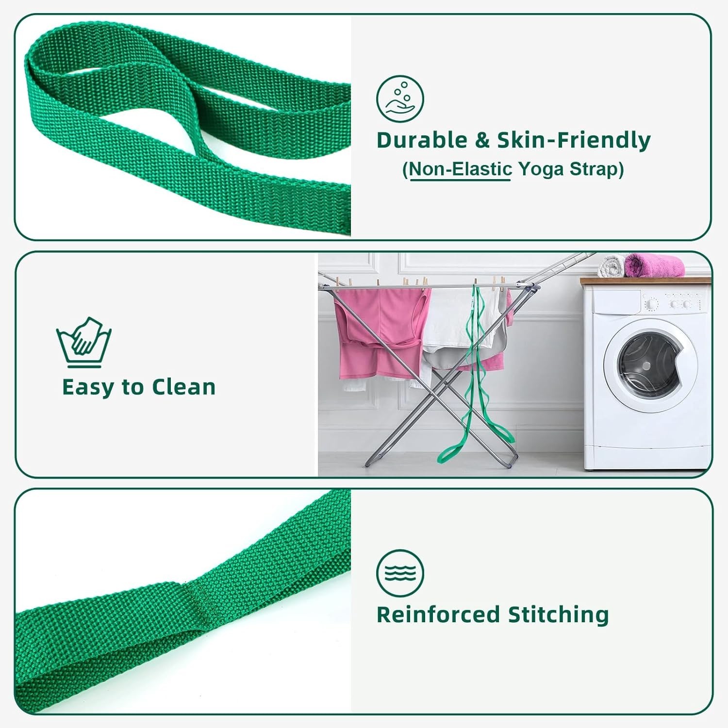 Stretching Strap Yoga Straps for Physical Therapy, 10 Loops Non-Elastic Stretch