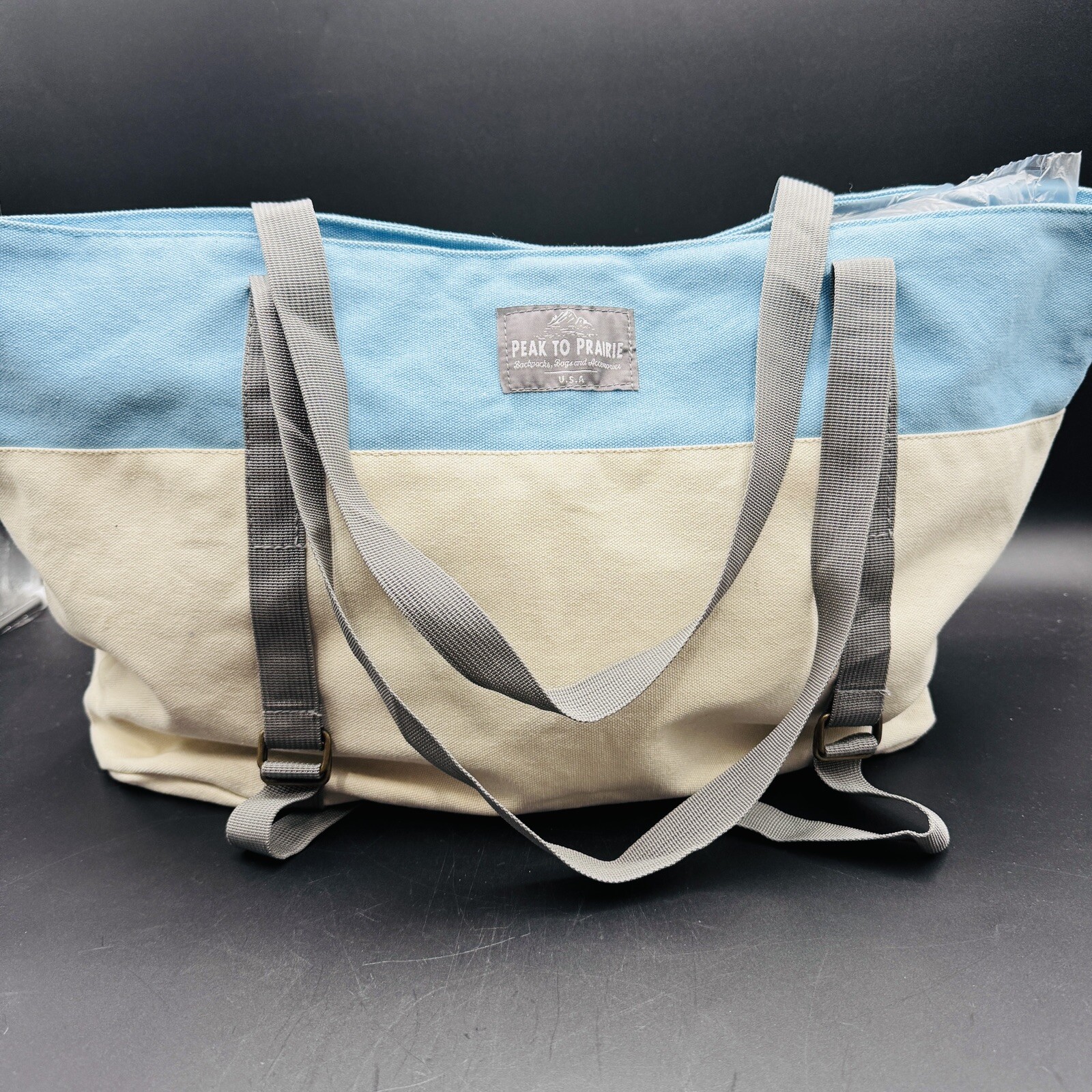 Peak to Prairie Yoga Mat Bag Canvas Tote Blue Gym Pilates Travel Carrier Pack