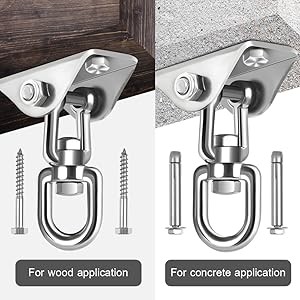 Hammock Hanging Kit,Hanging Chair Hardware 360°Rotating 1000 lb Capacity