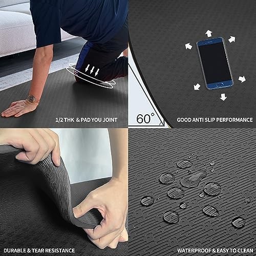 Yoga Mat 6×4 Feet 1/2 Inch Thick Extra Large Non-Slip TPE for Pilates Home Gym