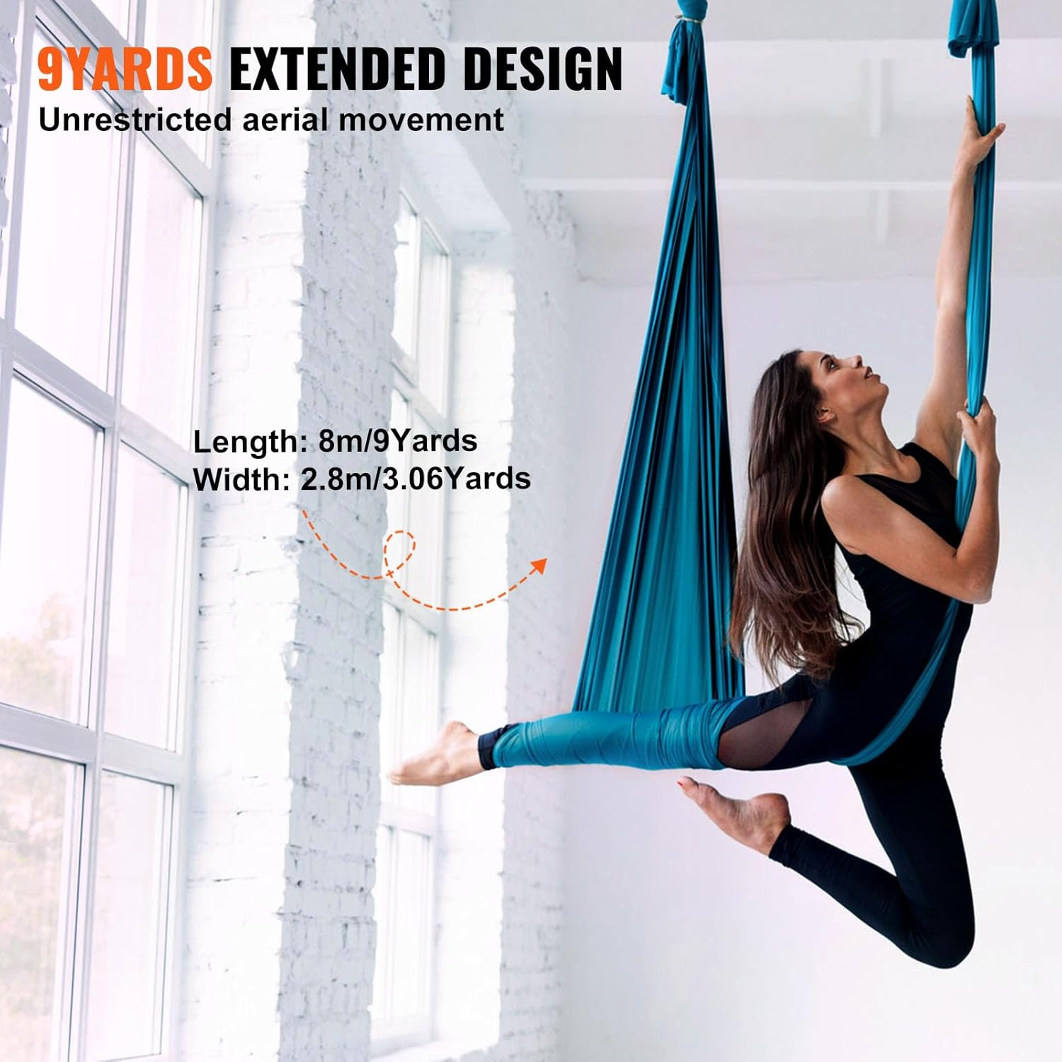Aerial Silk & Yoga Swing, Aerial Yoga Hammock Kit with 100Gsm Nylon Fabric, Full