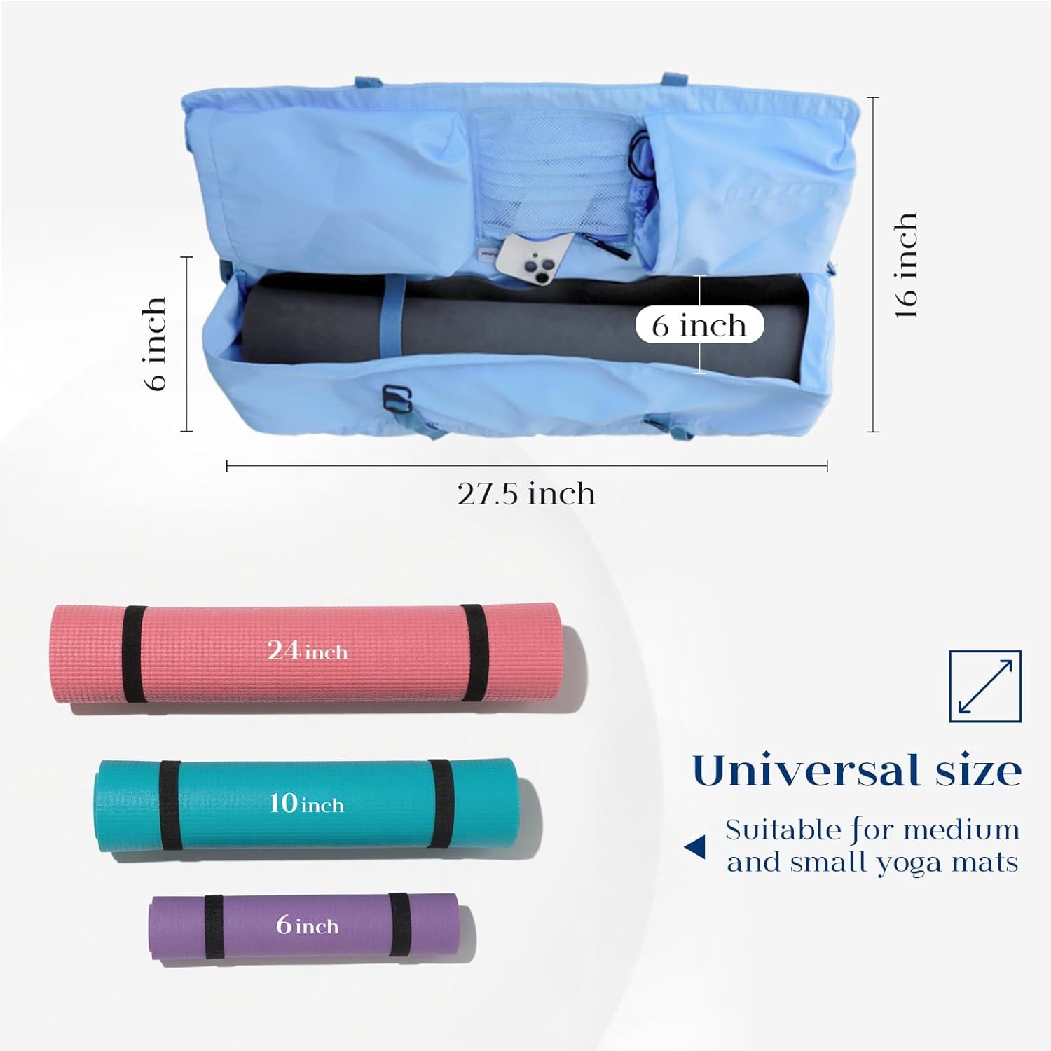 Tumaz Yoga Mat Bag | Padded Adjustable Shoulder Strap | Fits Up to 26&Prime; Mats | Mu