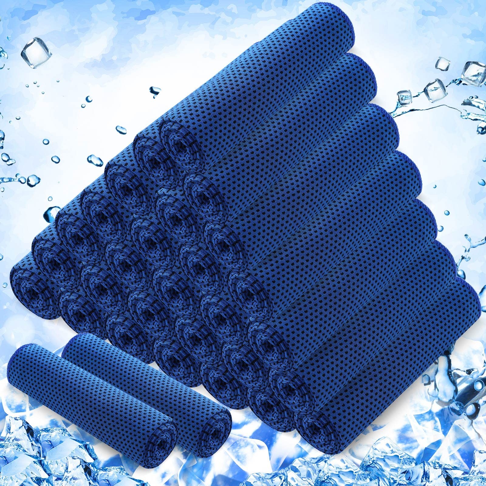 Hosuly 30 Pack Cooling Towels 40X12 Ice Breathable Chilly Sweat Rag Microfiber
