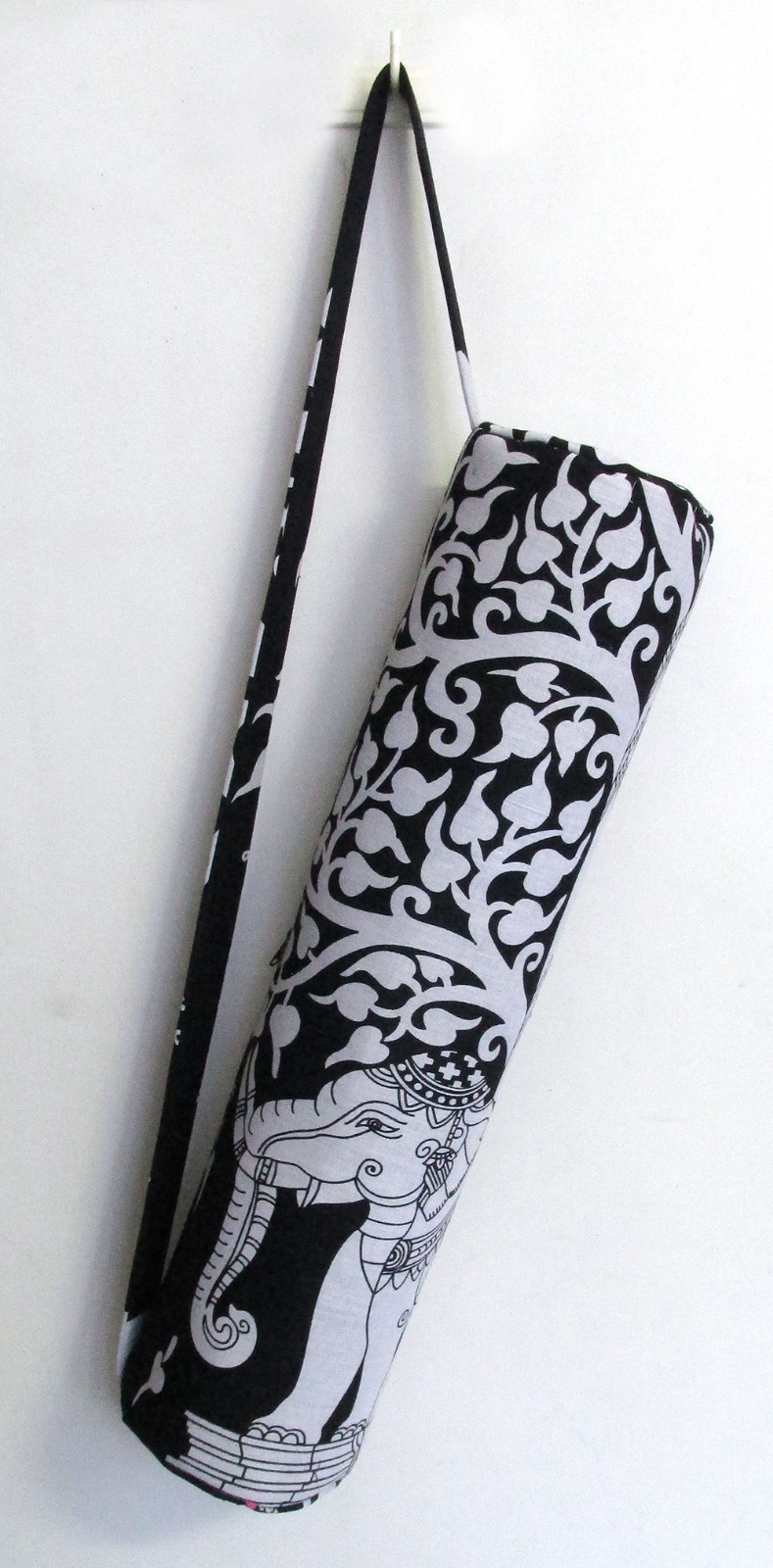 Indian Black Elephant Yoga Mat Carrier Bag Mandala Large Shoulder Strap