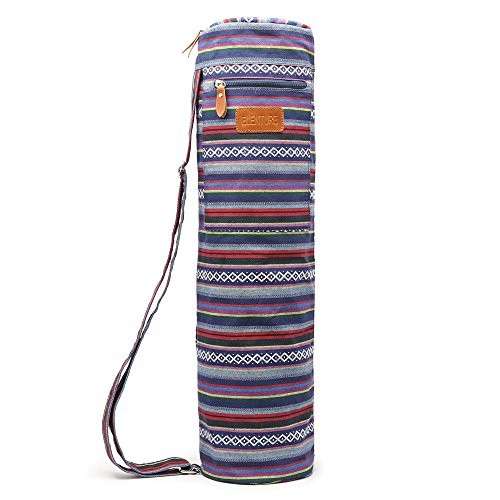 Canvas Yoga Mat Bag with Adjustable Strap & Pockets, Full-Zip Travel Multicolor