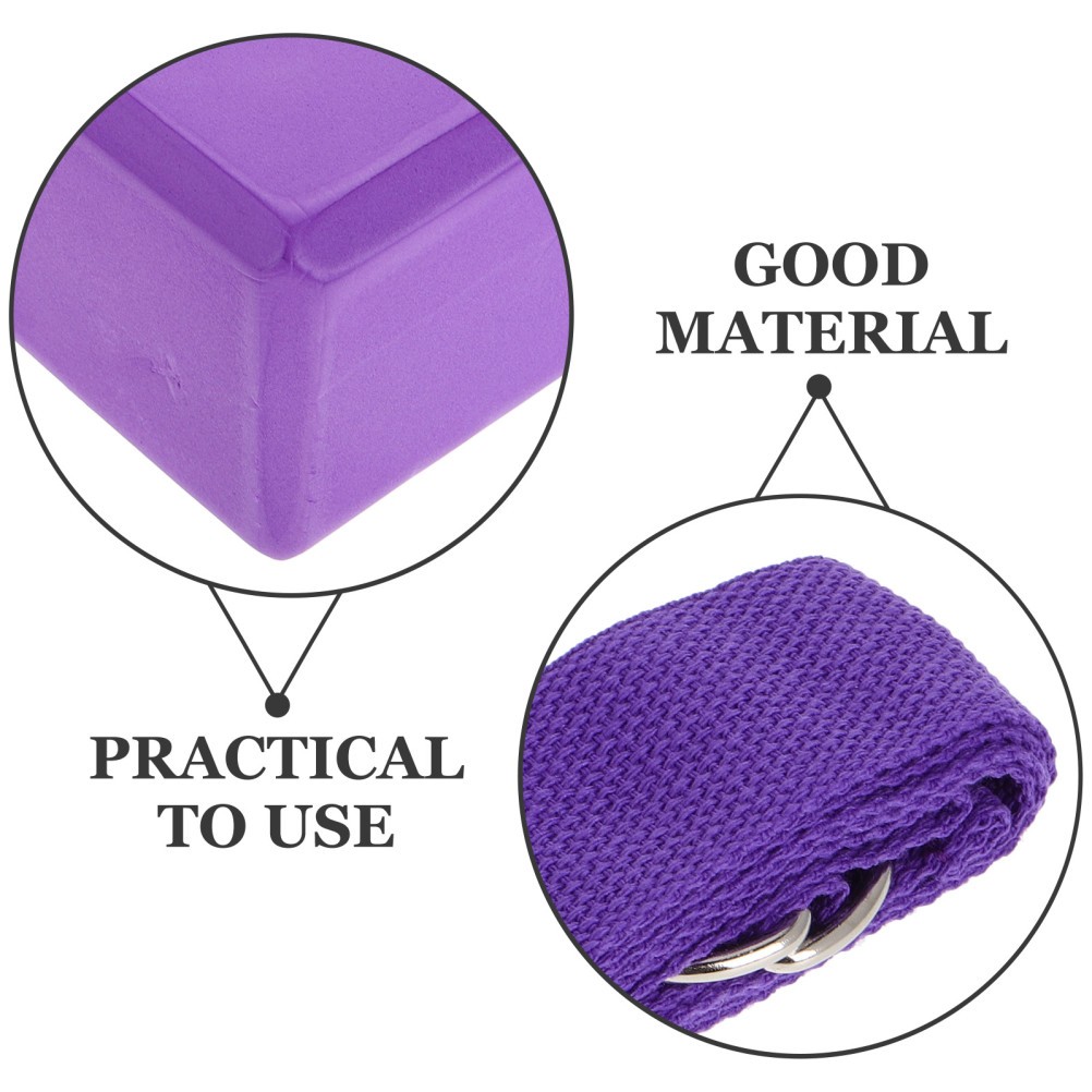 3Pcs Foam Yoga Blocks and Strap Set for Pilates and Yoga Posture Improvement
