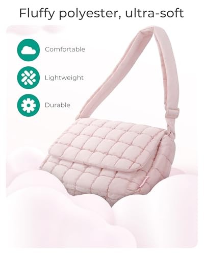 BAGSMART Lightweight Crossbody Bags for Women, Quilted Puffer Cross body Camel
