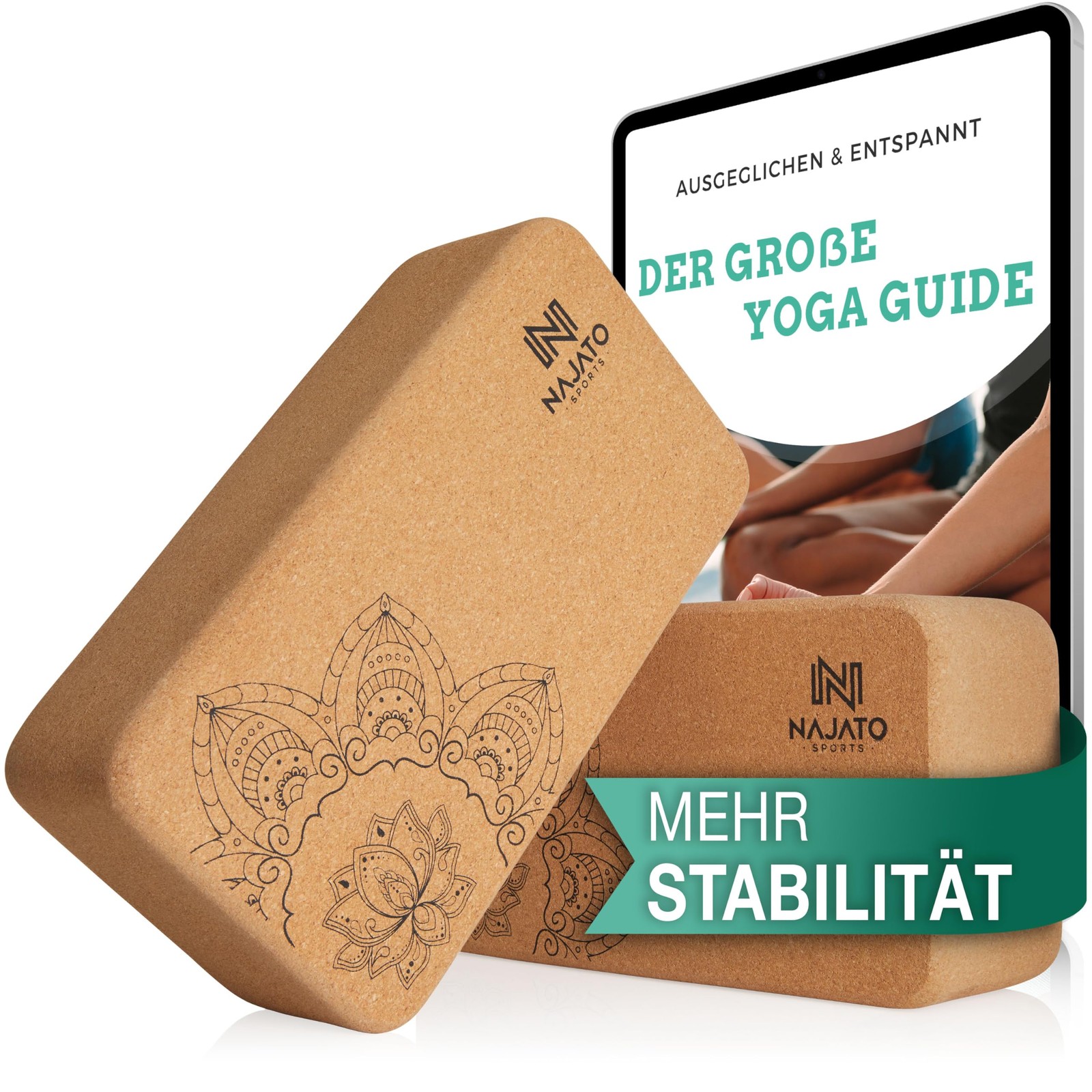Sports Yoga Block Cork Set of 2 – Yoga Block incl. EBook PDF File – Yoga Block…
