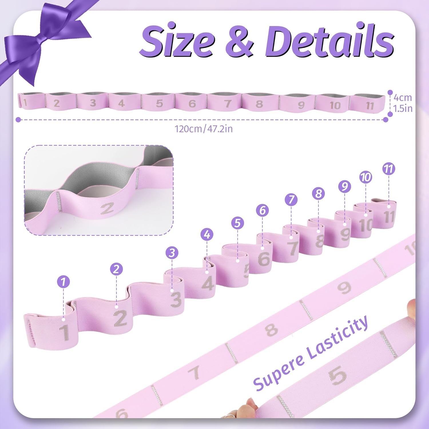 Stretching Strap with 11 Loops for Yoga Pilates Dance Flexibility Training