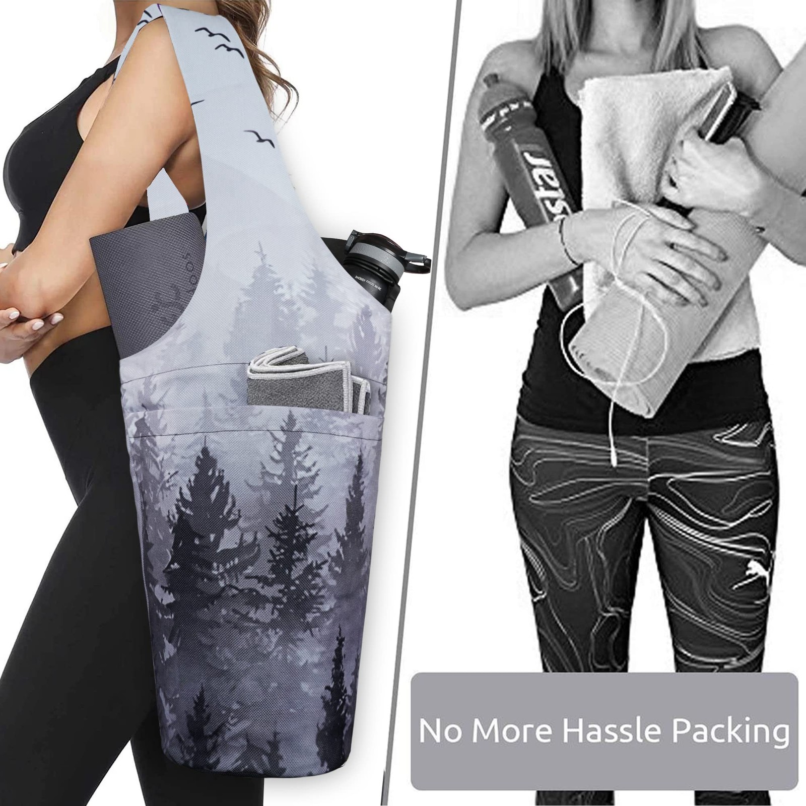 Yoga Mat Bag with Large Size Pocket and Zipper Pocket Long Tote Fit Most Size…