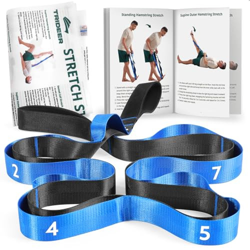 Stretching Strap for Physical Therapy, Non-Elastic Yoga Strap with 10 Loops,