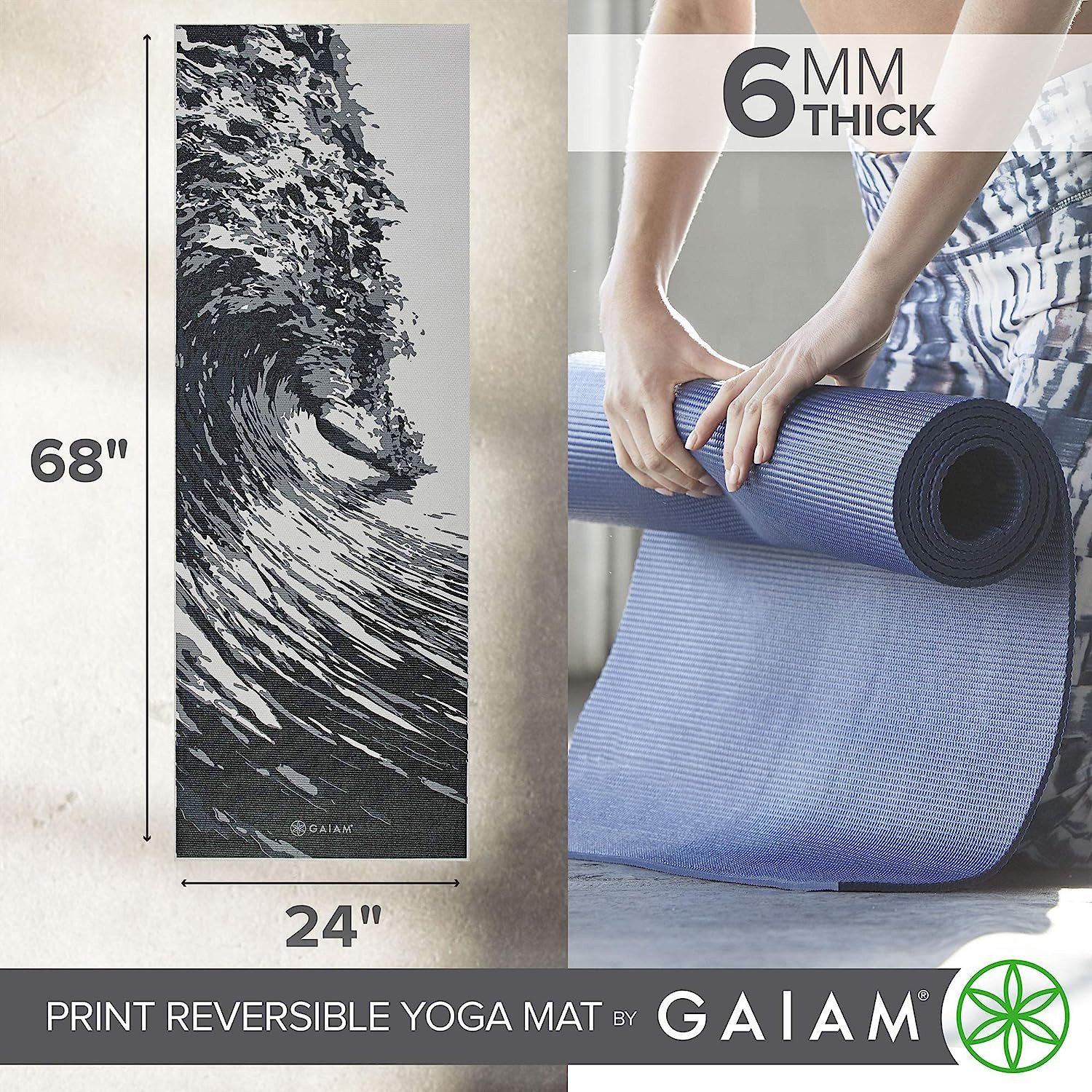 Yoga Mat – Premium 6Mm Print Reversible Extra Thick Non Slip Exercise & Fitness