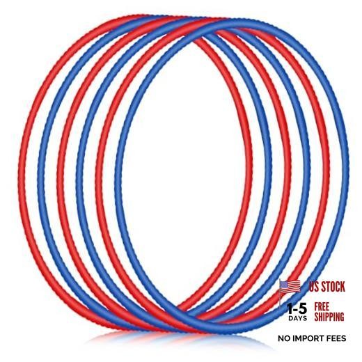 6 Pcs Exercise Hoop Detachable Fitness Rings Adjustable Plastic Dark Blue, Red