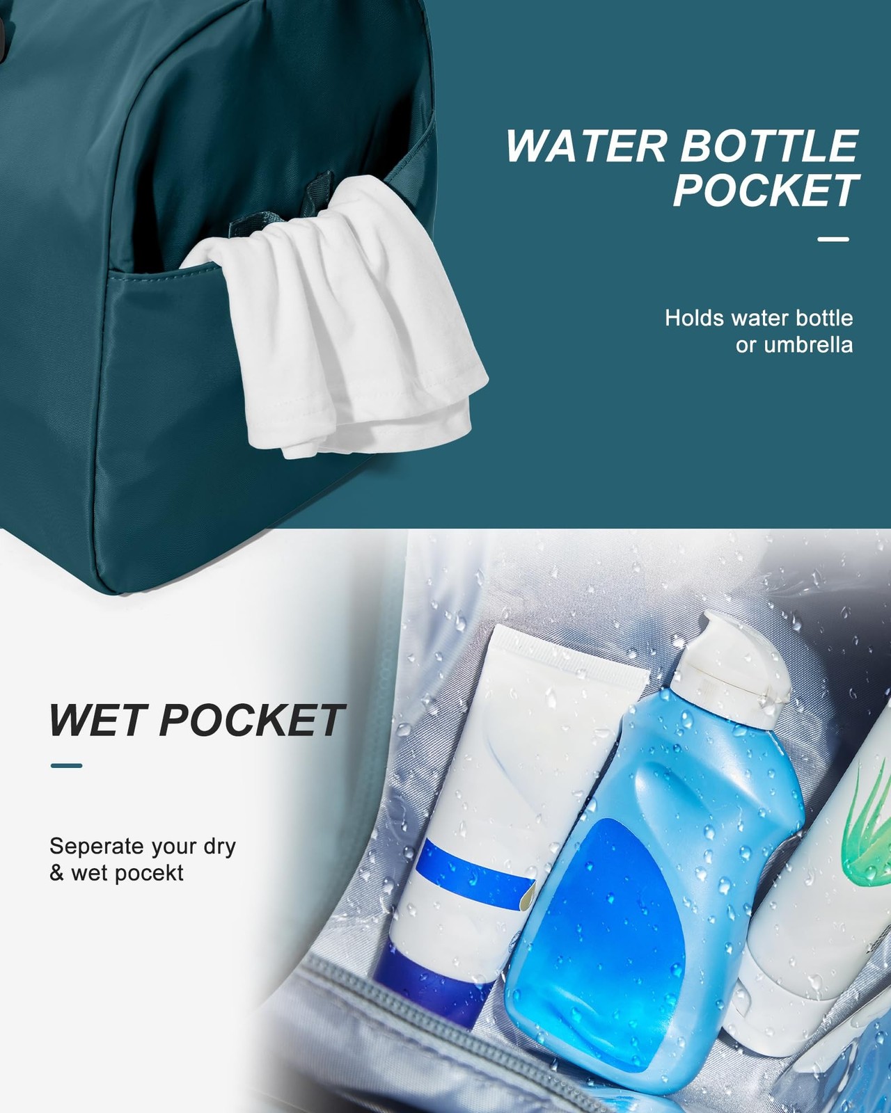 Gym Bag Womens Mens with Shoes Compartment and Wet Pocket Travel Duffel Bag f…