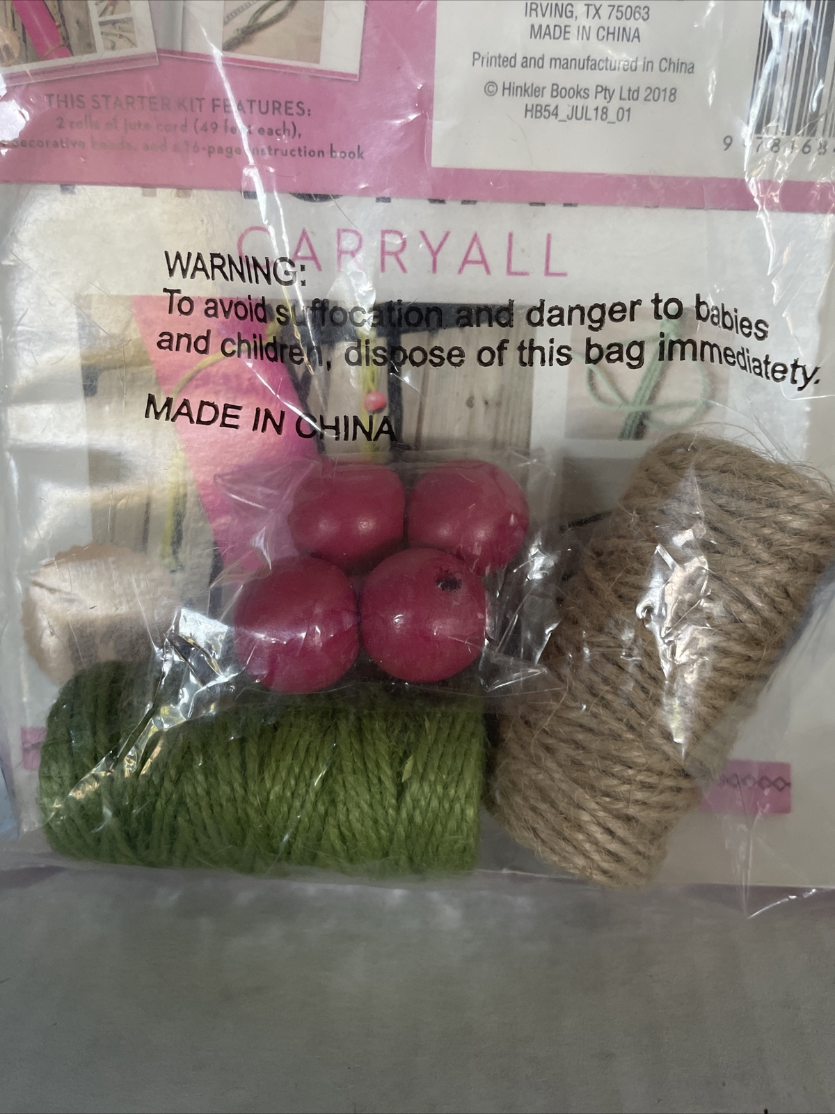 Yoga Mat Macrame Carryall Strap DIY Kit Jute and Beads 7 Piece Set NEW