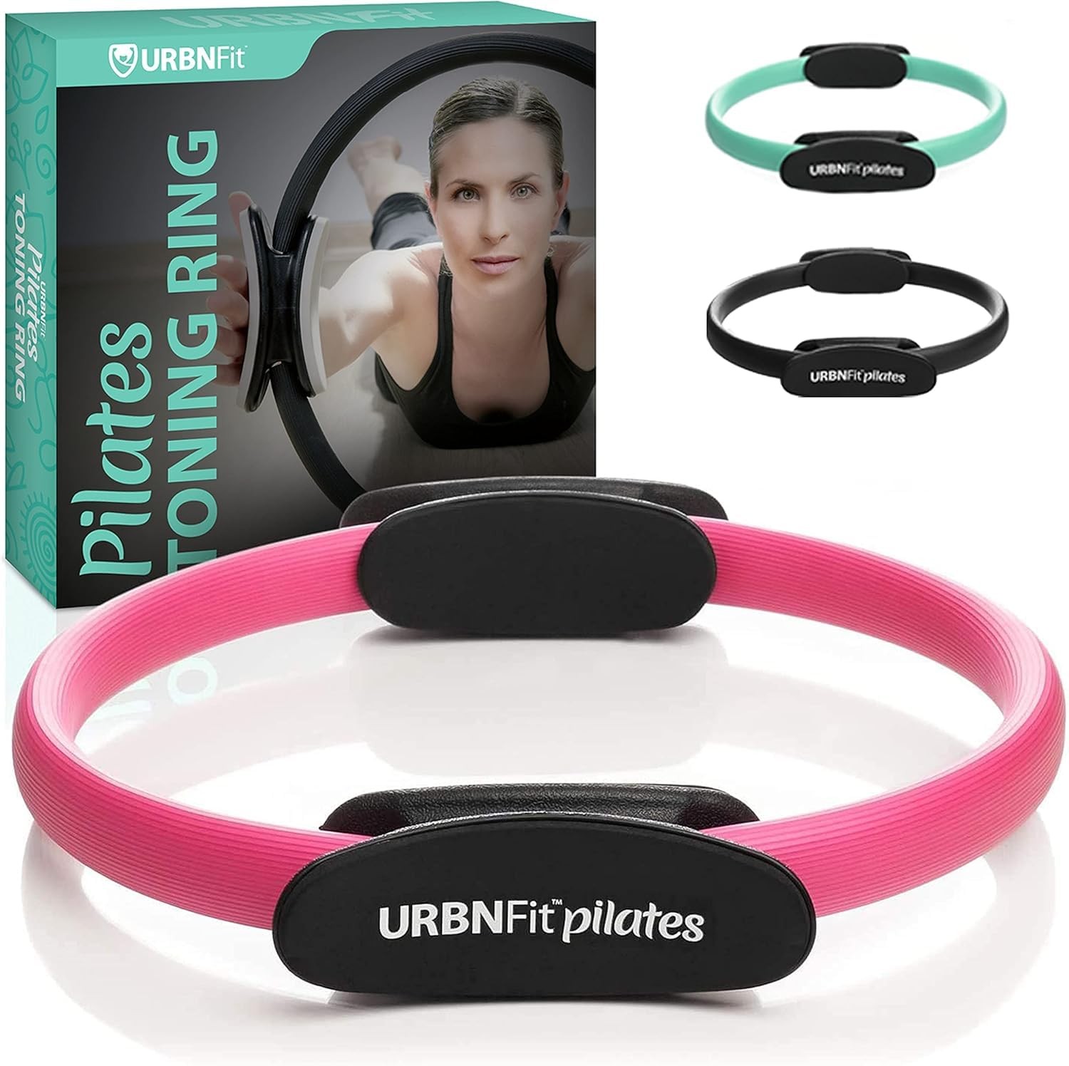 URBNFit Pilates Ring – 12&Prime; Magic Circle w/Dual Grip, Foam Pads for Inner Pink