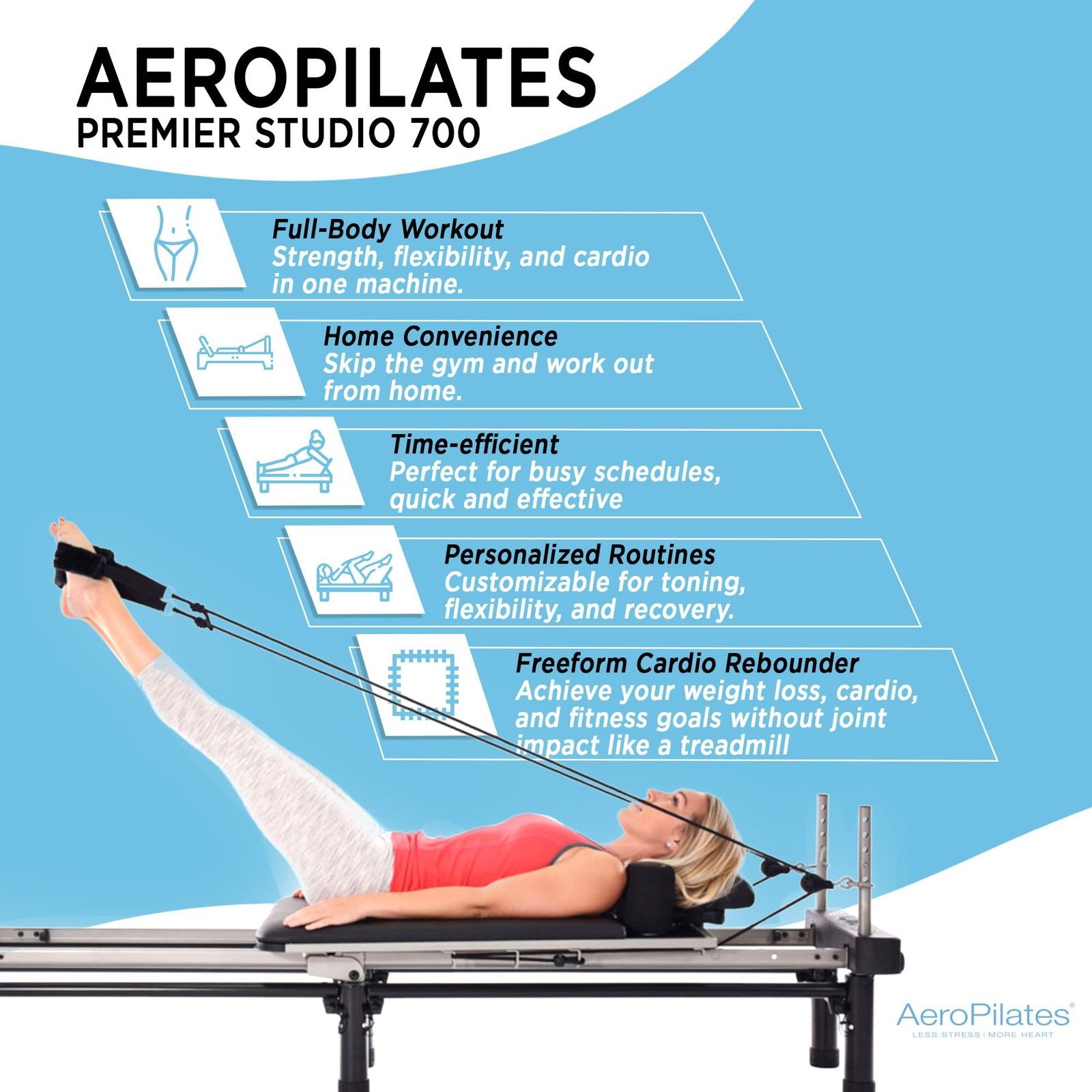 AeroPilates Premier Studio 700 Reformer for Strength Exercise Training with C…
